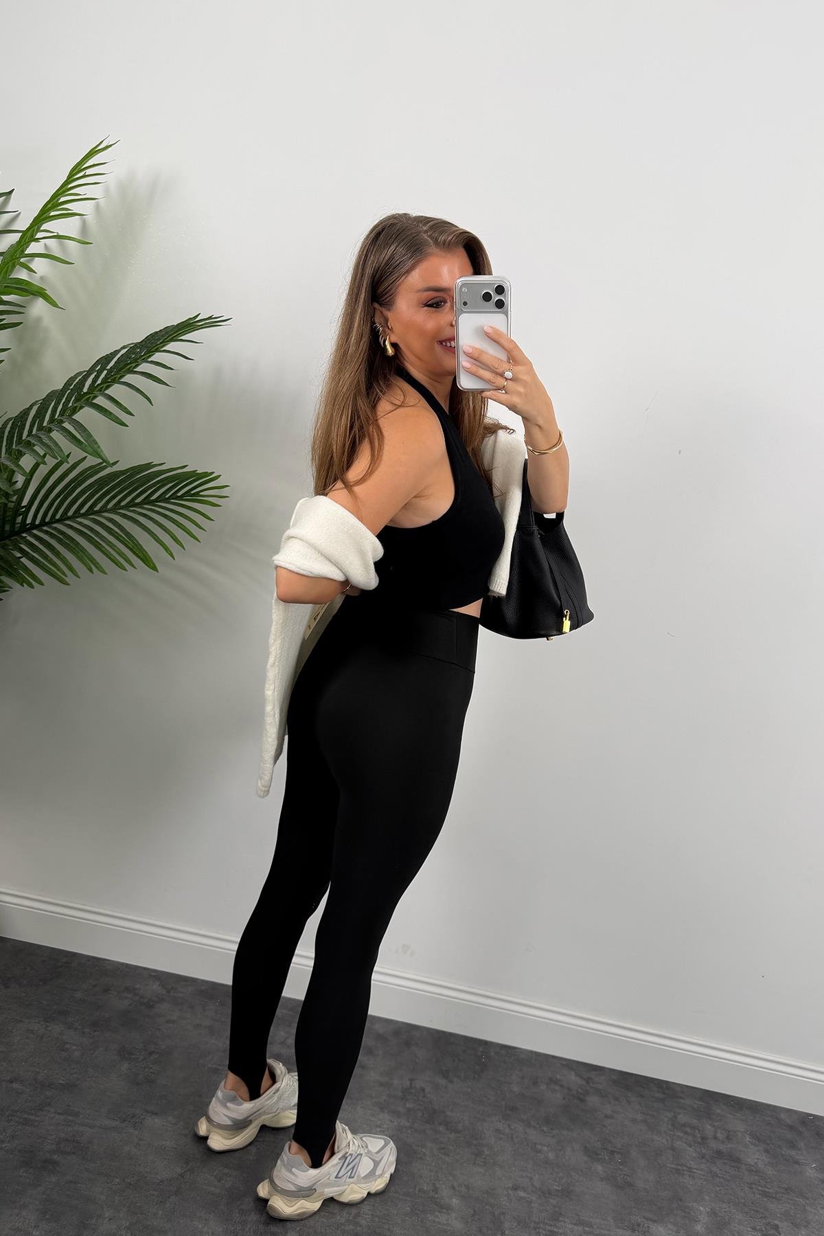 Lüx Kalite Topuktan Geçmeli Toparlayıcı Füzo Tayt Siyah