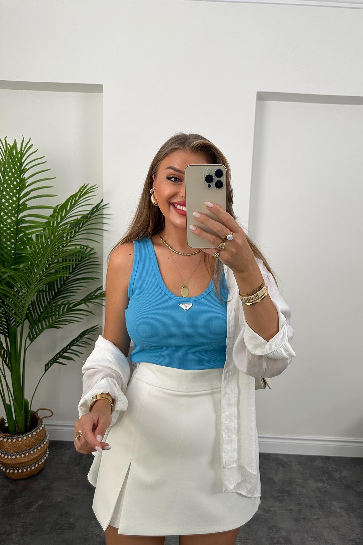 Marka Model Likralı Tam Boy Kaşkorse Atlet Bodrum Mavisi