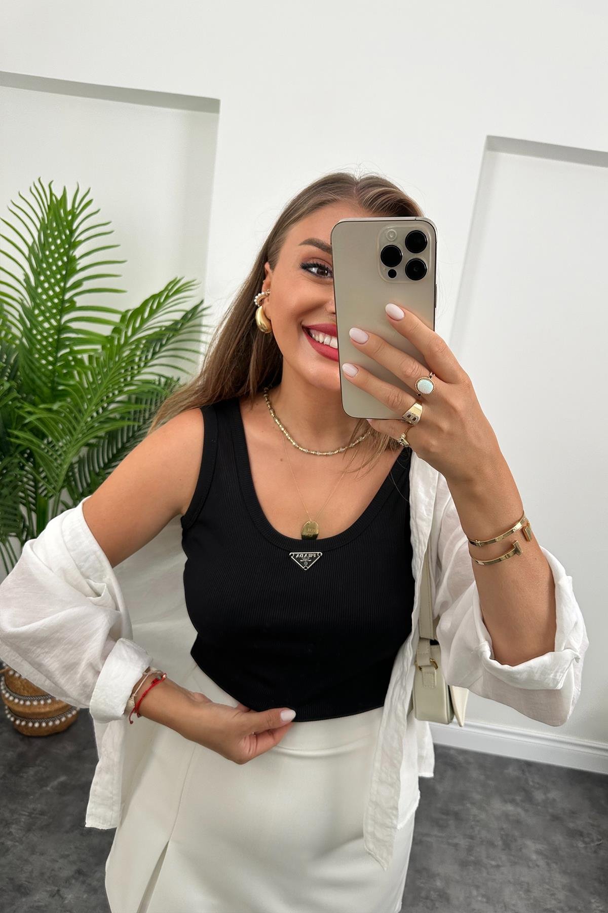 Marka Model Likralı Tam Boy Kaşkorse Atlet Siyah