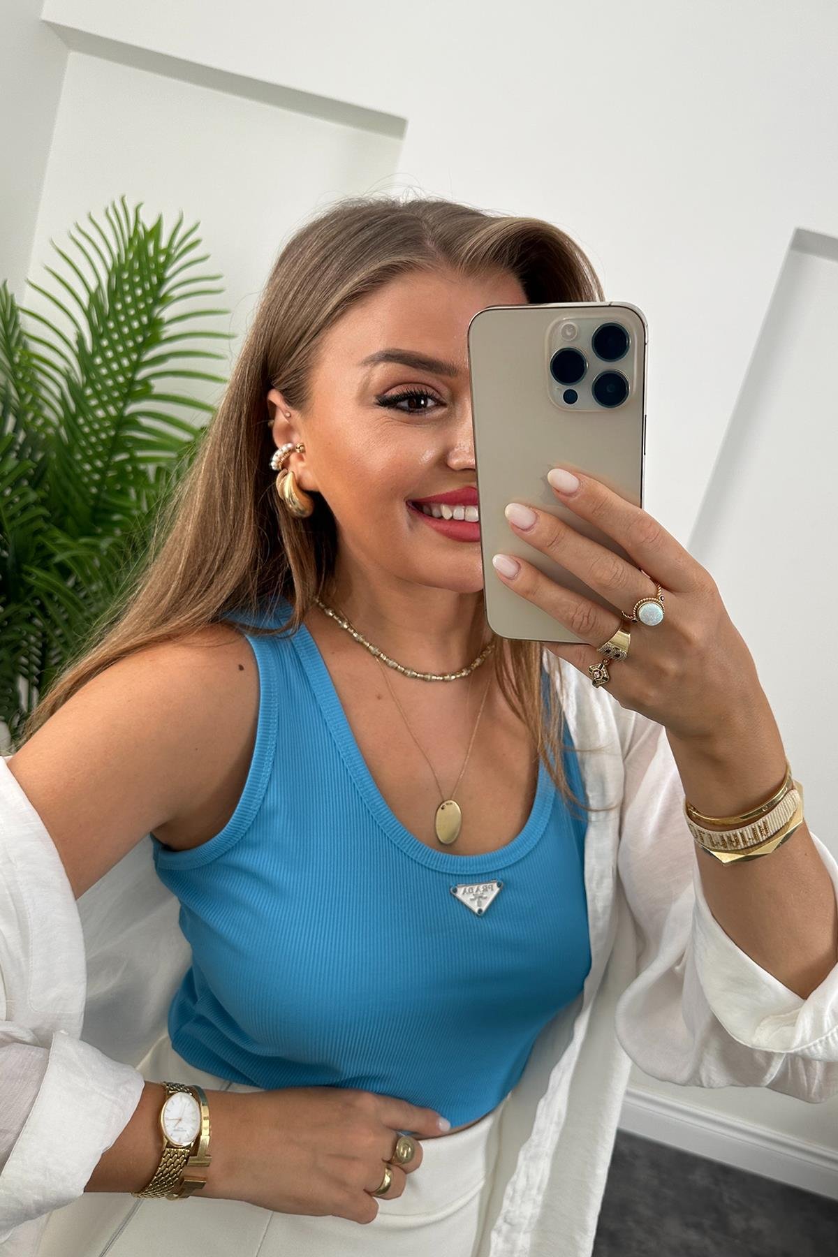 Marka Model Likralı Tam Boy Kaşkorse Atlet Bodrum Mavisi