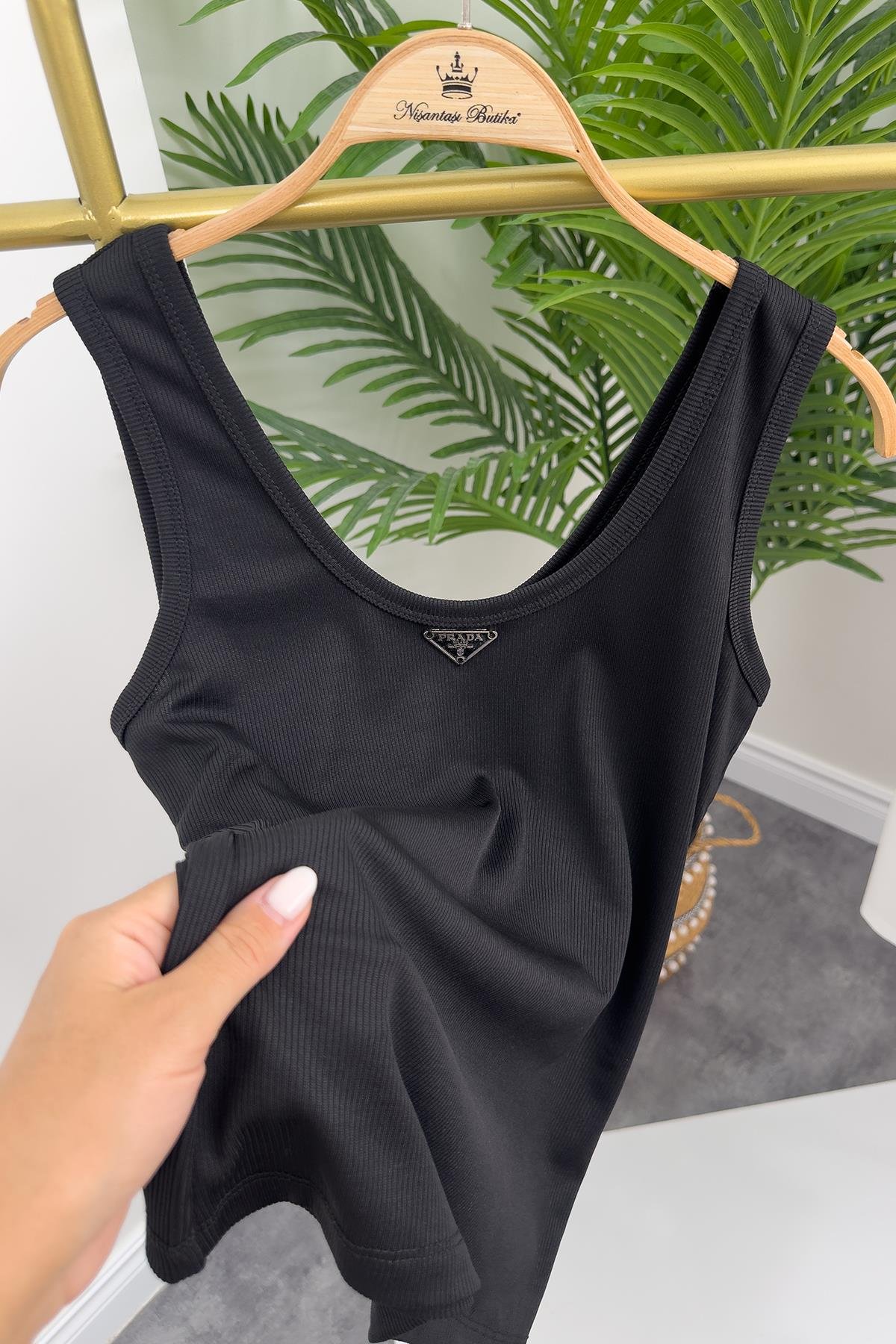 Marka Model Likralı Tam Boy Kaşkorse Atlet Siyah