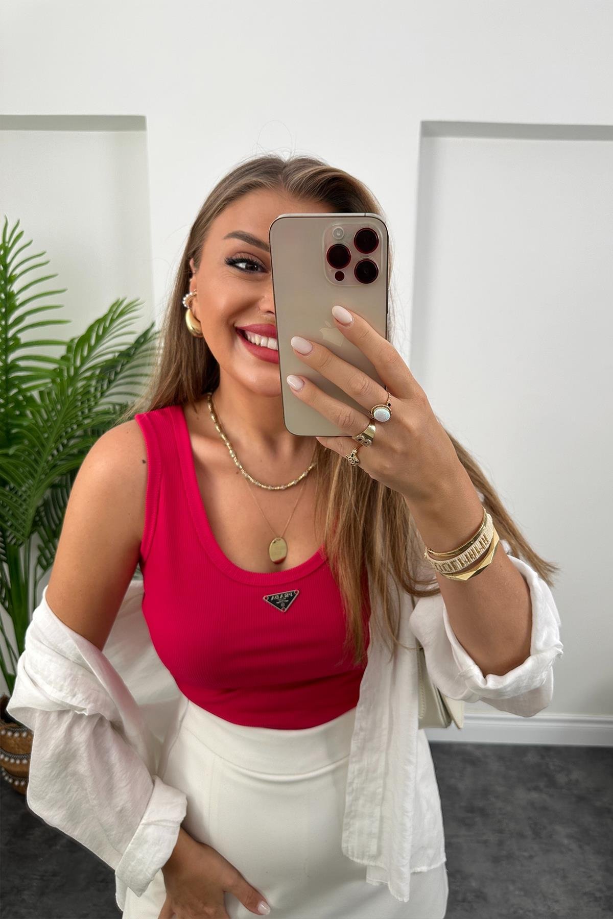 Marka Model Likralı Tam Boy Kaşkorse Atlet Fuşya