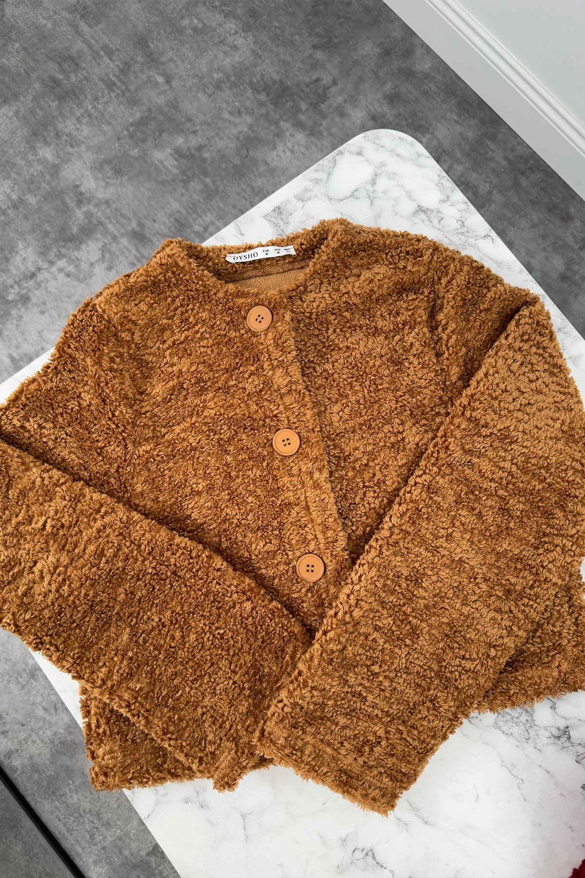 Marka Model Teddy Buklet Hırka Taba
