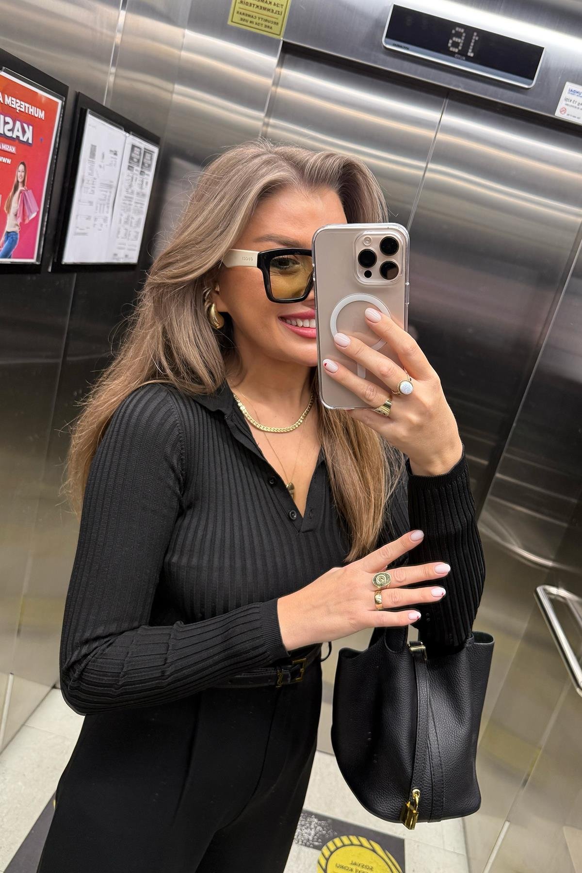 Massi Model 1. Sınıf Kalite İpek Merserize Polo Yaka Uzun Boy Basic Siyah 