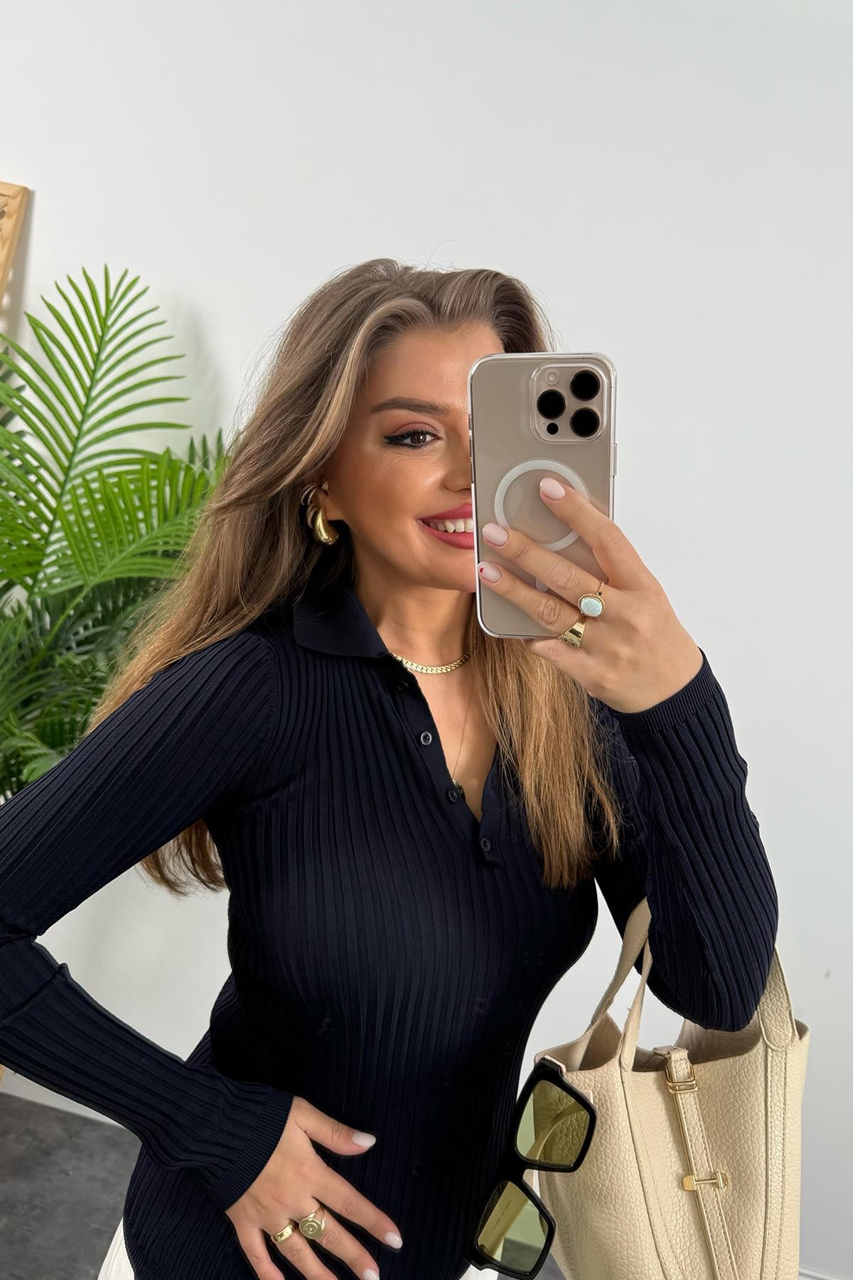 Massi Model 1. Sınıf Kalite İpek Merserize Polo Yaka Uzun Boy Basic Lacivert