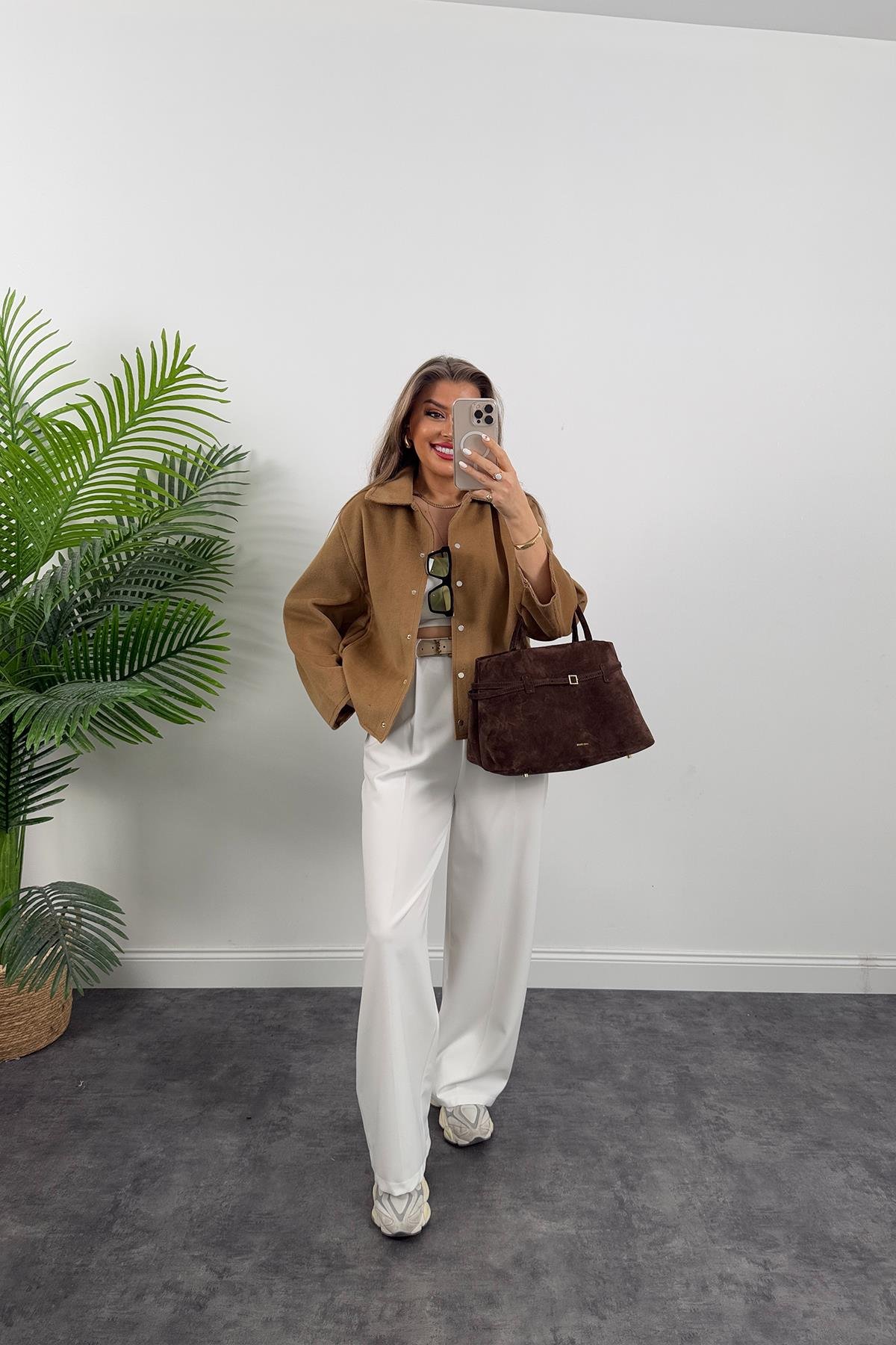 Massi Model İpek Kaşe Basic Mont Camel