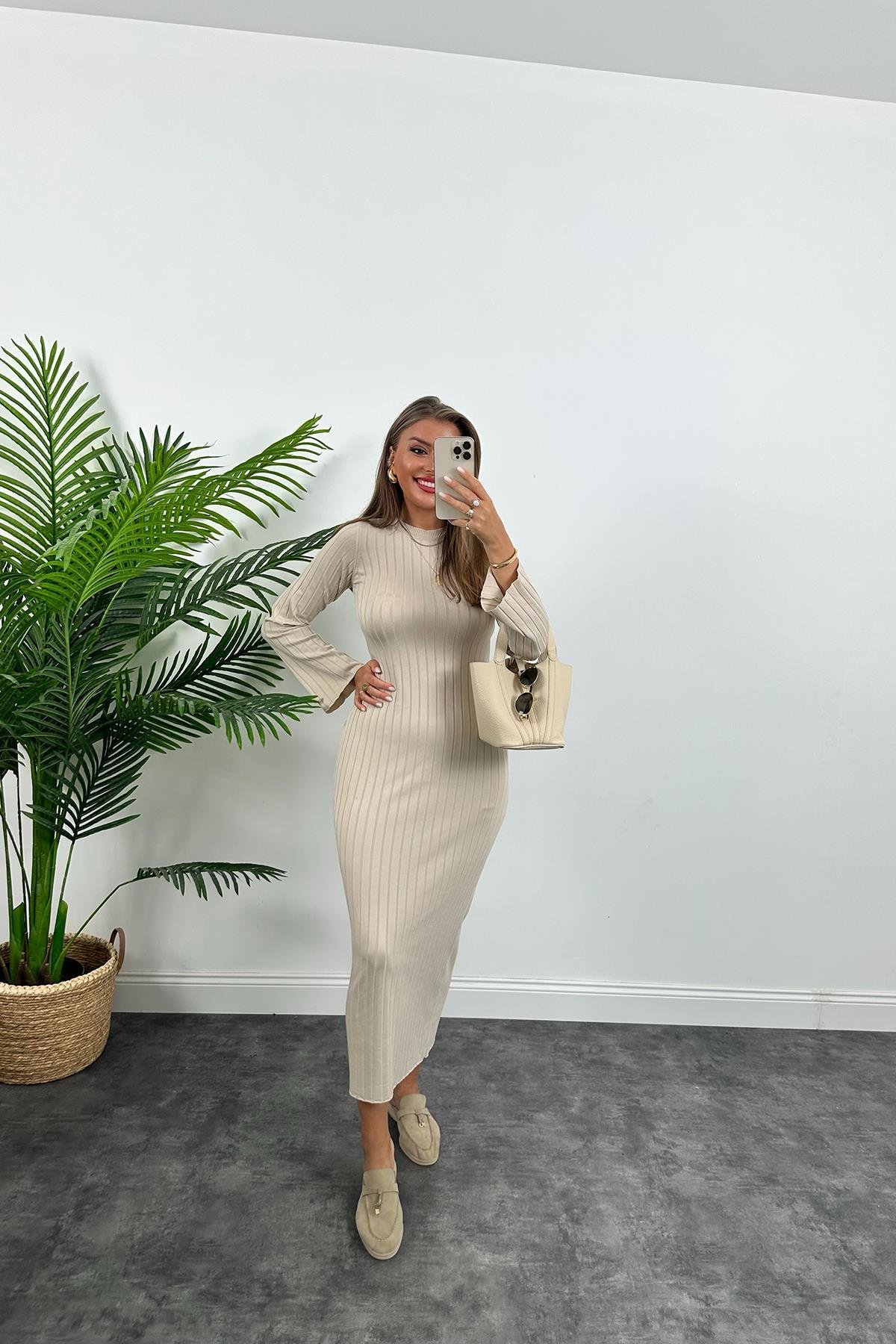 Massi Model Lüx Kalite Merserize Triko Elbise Taş