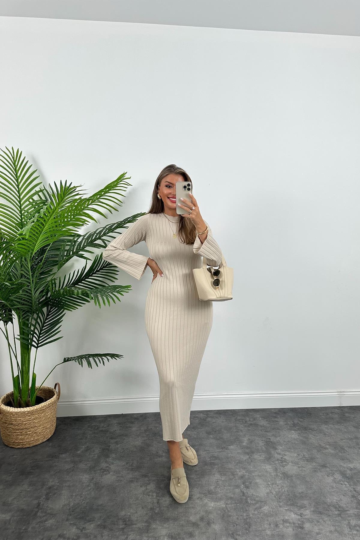 Massi Model Lüx Kalite Merserize Triko Elbise Taş