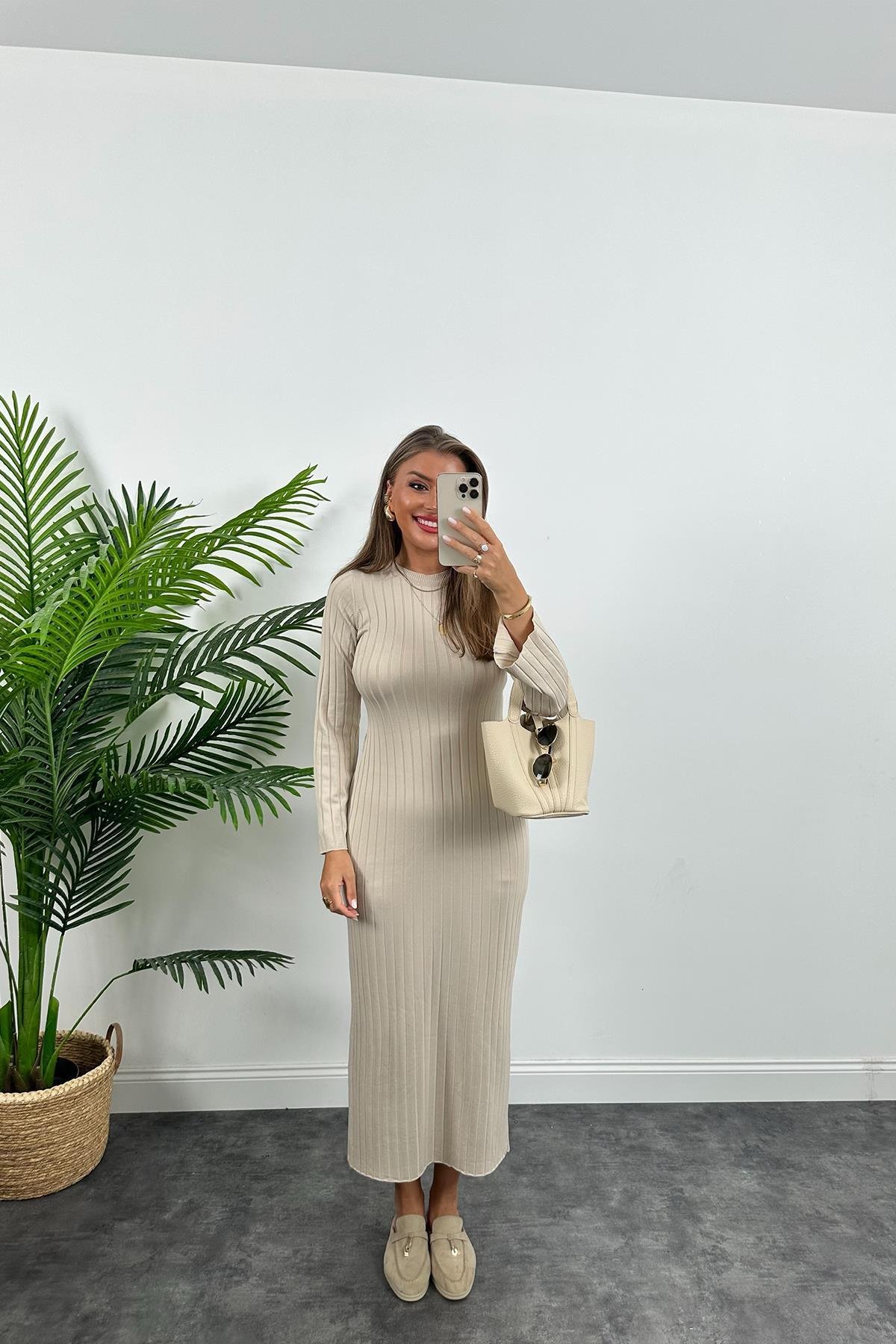 Massi Model Lüx Kalite Merserize Triko Elbise Taş