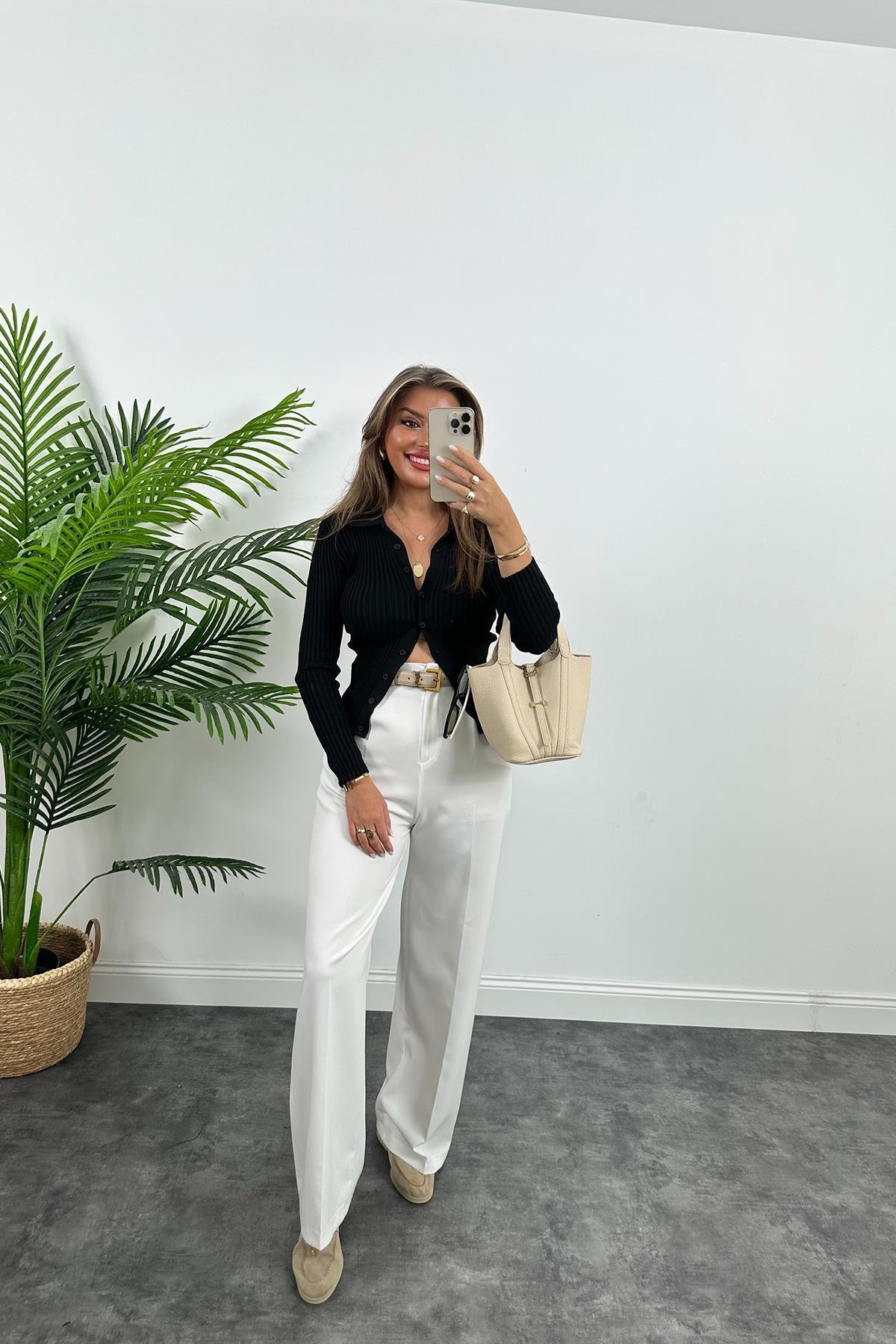 Massi Model Polo Yaka Tam Boy Düğmeli Elit Triko Siyah