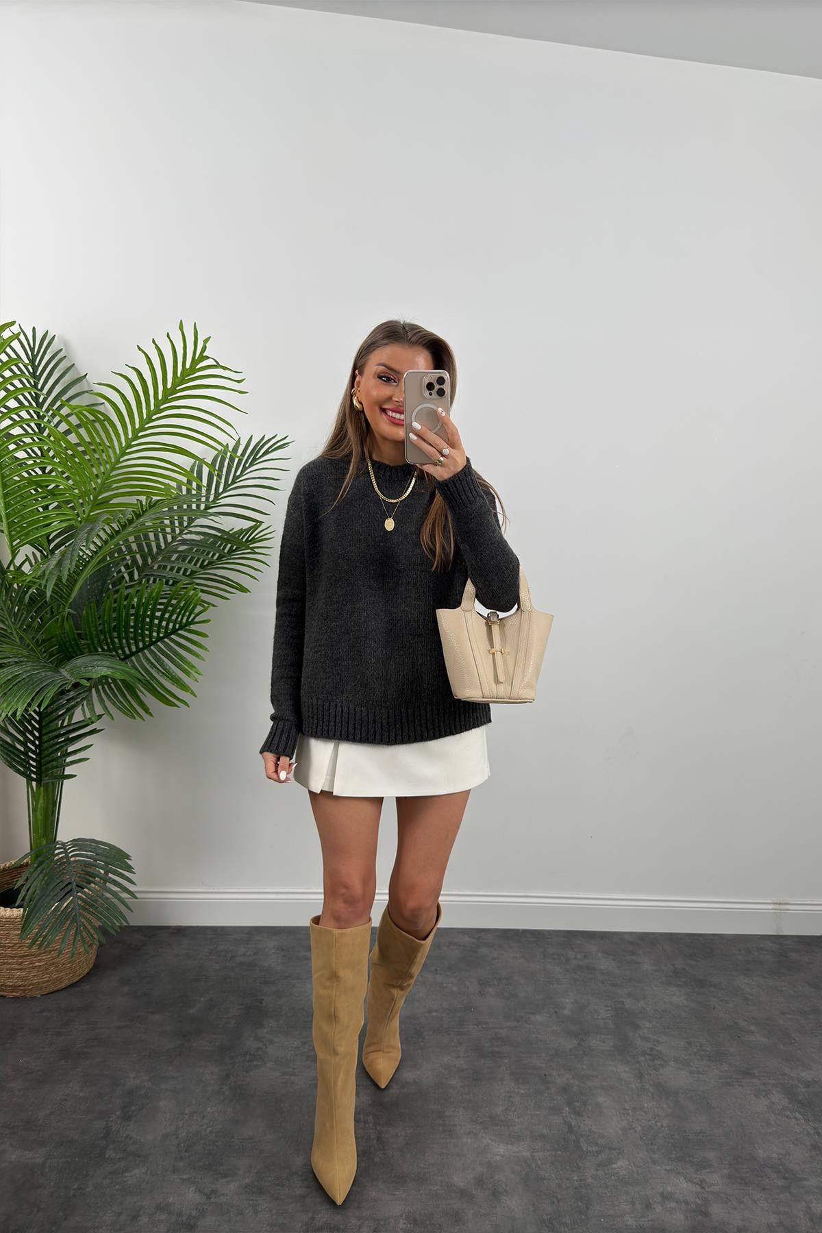 Massi Model Puffy Yumoş Basic Salaş Kazak Antrasit