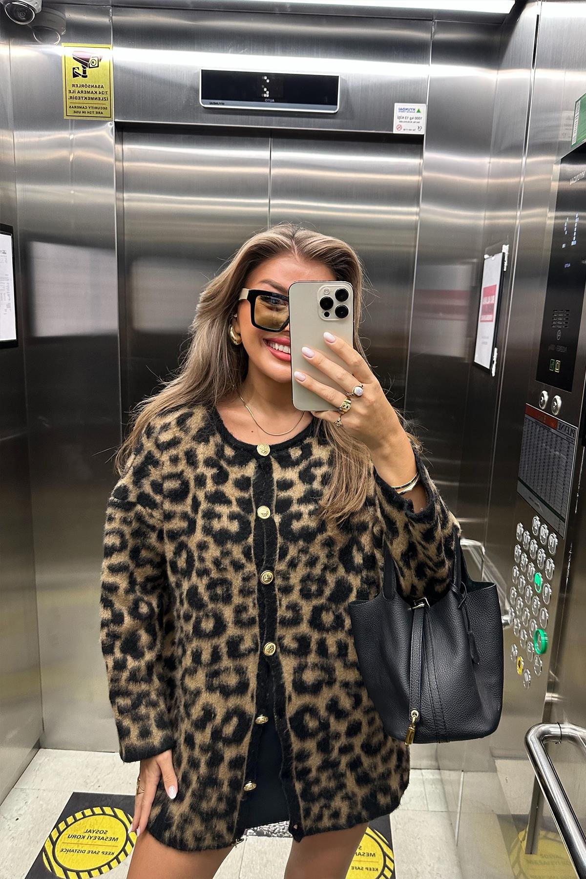 Massi Model Uzun Boy Lüx Kaşmir Dokulu Leopar Hırka
