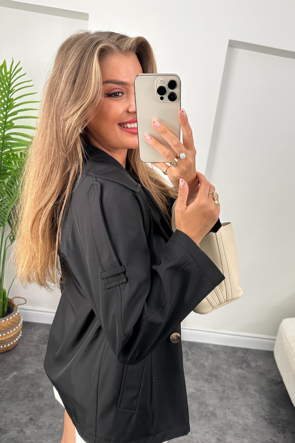 Massimo model 1. Sınıf Kalite Orta Boy Klasik Trençkot Siyah