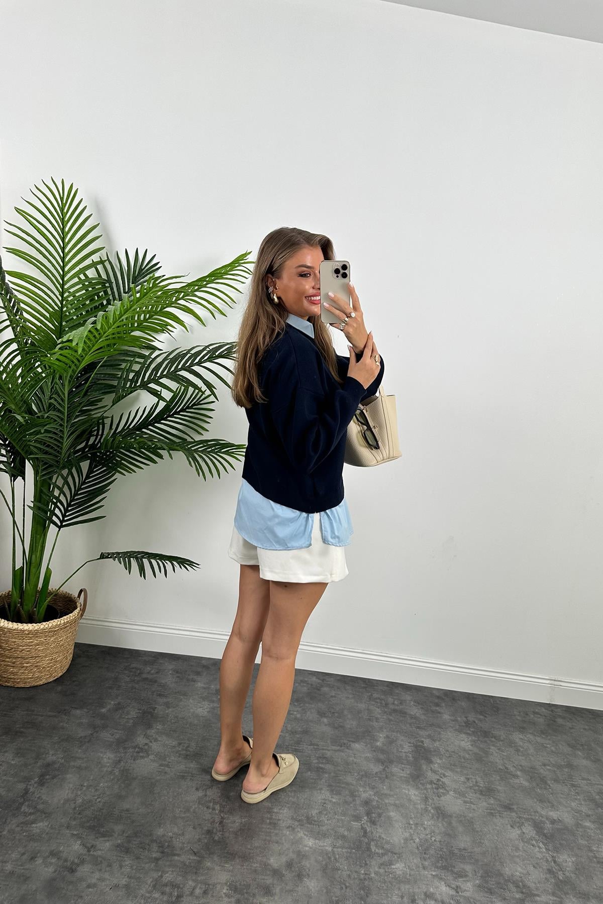 Mng Model Gömlekli Tasarım Triko Lacivert Mavi