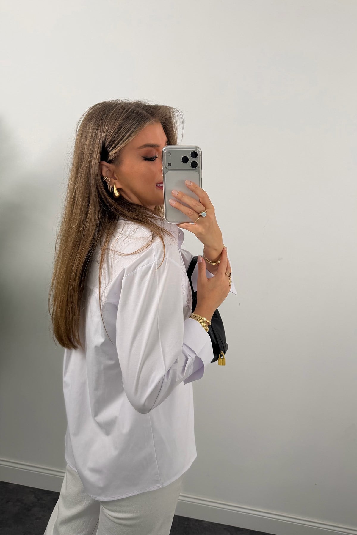 Mng Önü Nakışlı %100 Pamuk Poplin Gömlek Beyaz