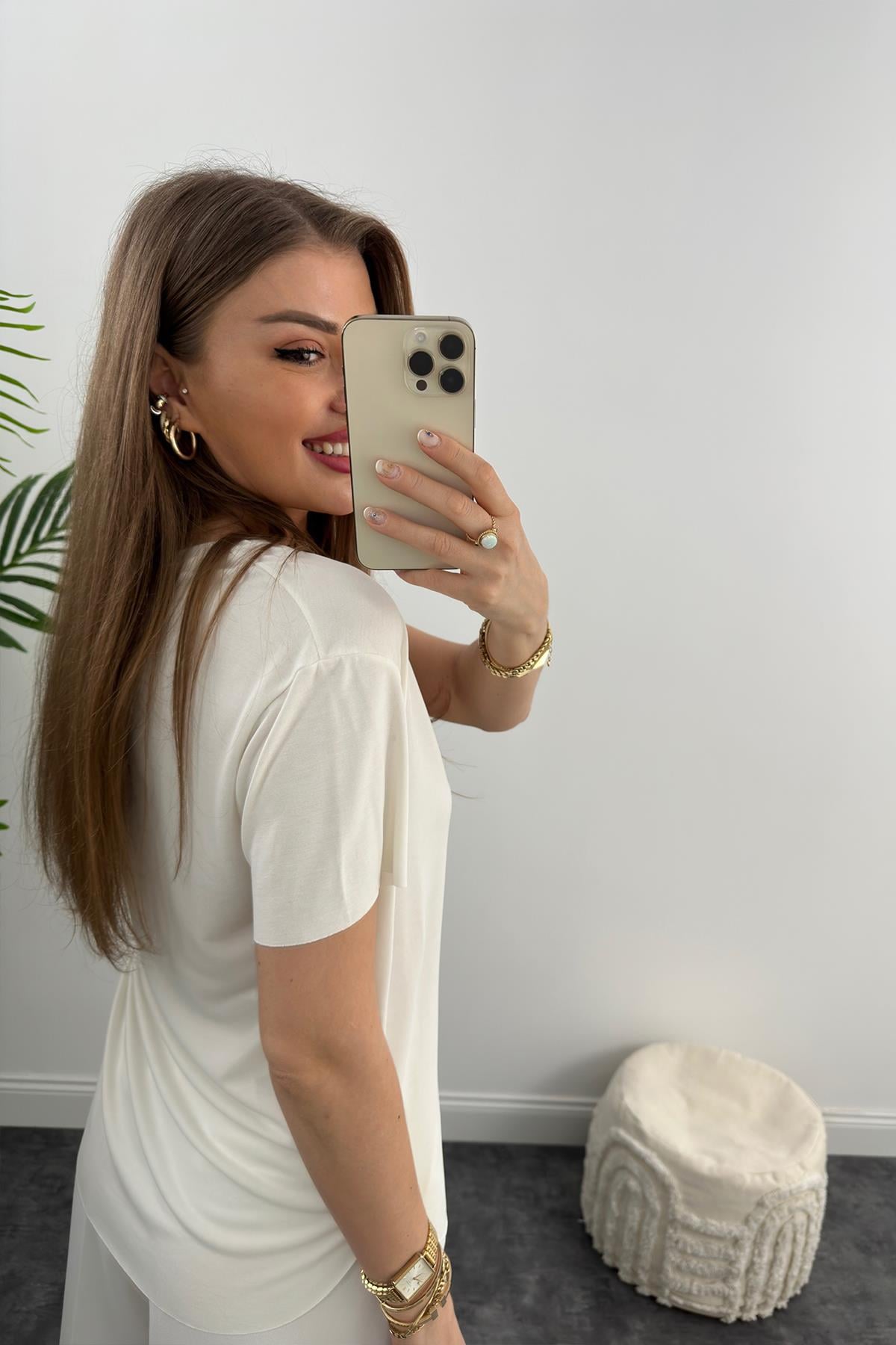 Oyhso V Yaka Modal Kumaş Basic Beyaz