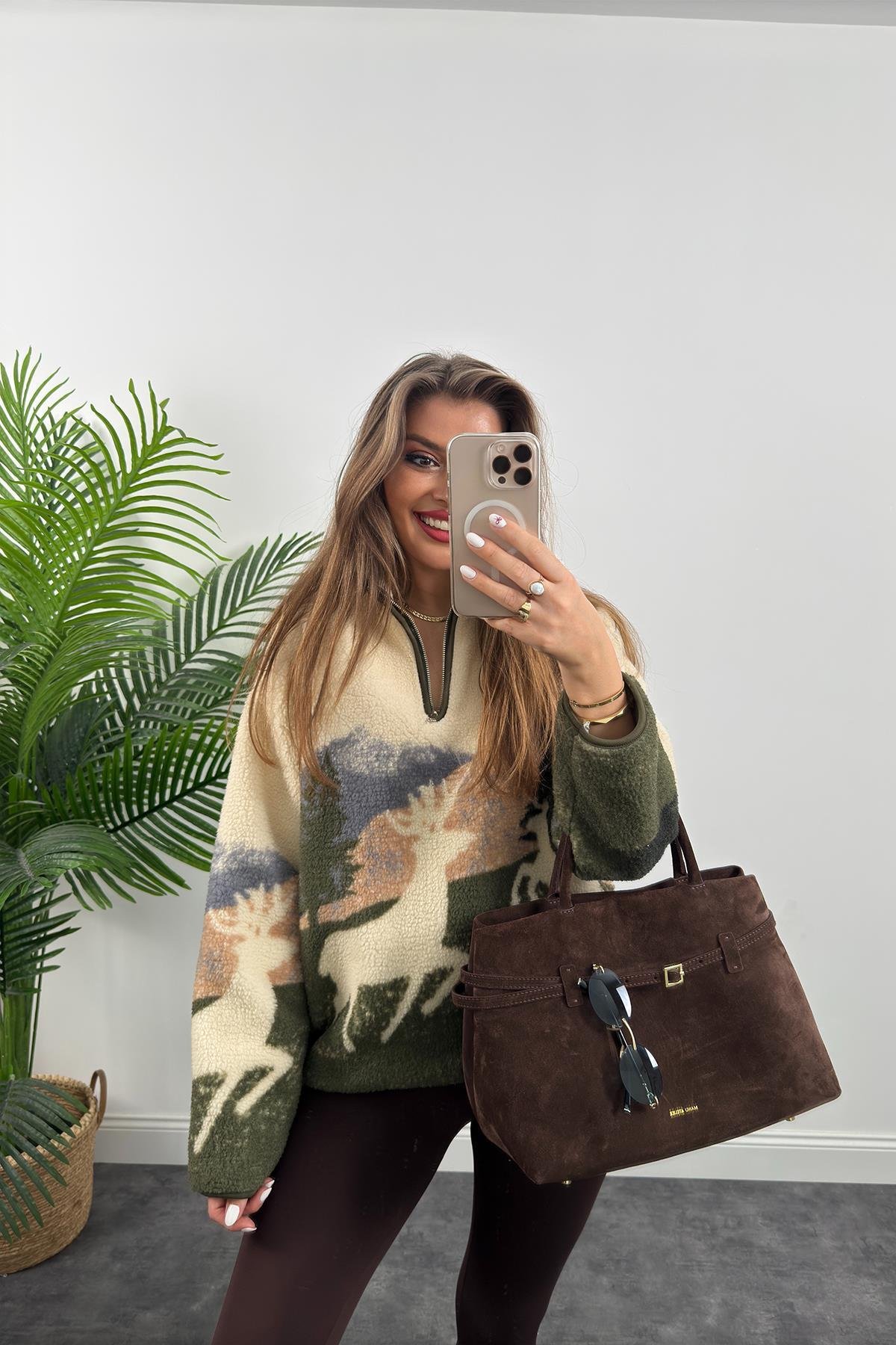 Oysh Model Geyikli Polar Sweat