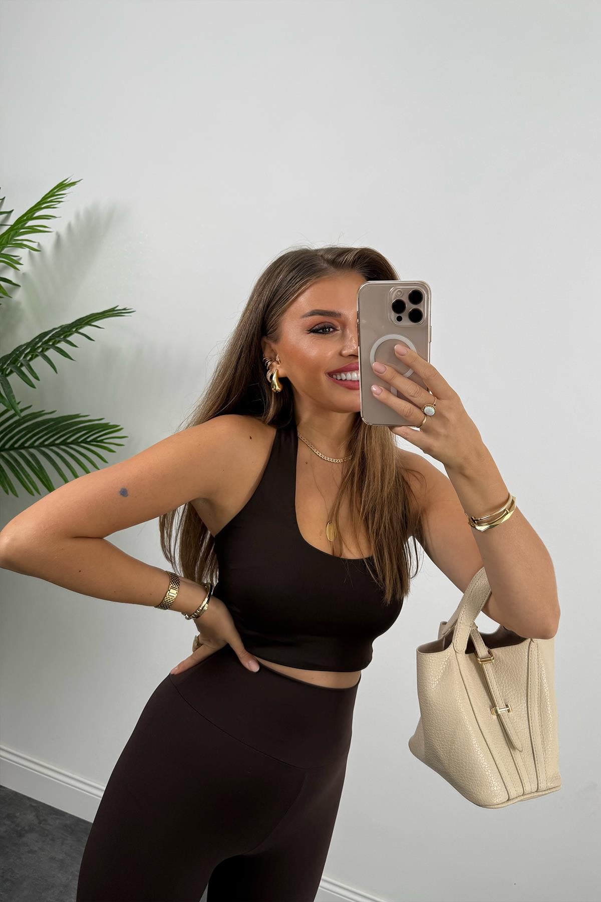 Oysh Model Lüx Kalite Soft Touch Tayt Acı Kahve