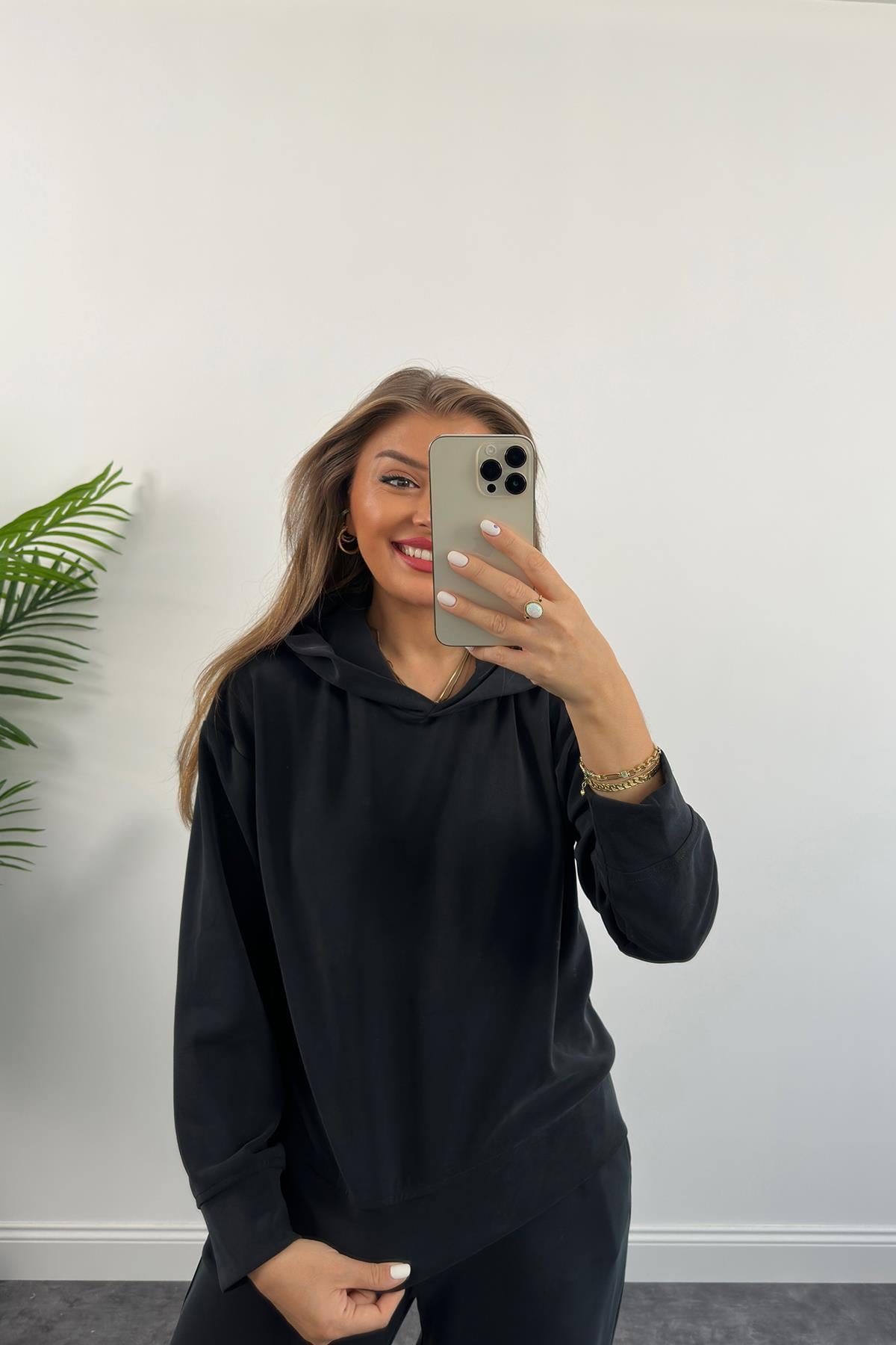 Özel Seri İthal Oysho Kumaş Kapüşonlu Sweat Pantolon Takım