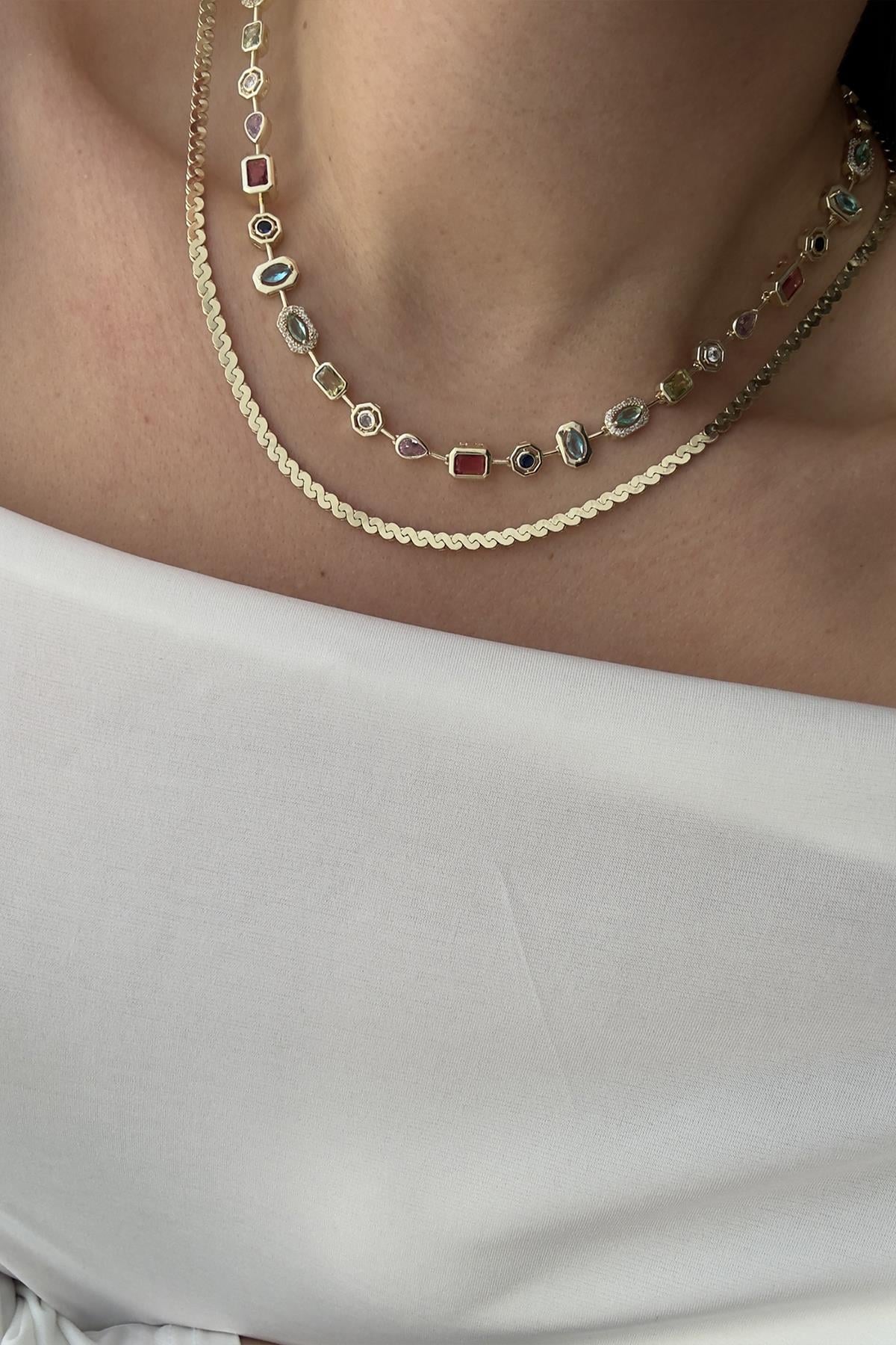 Özel Seri Marka Model Renkli Taşlı Kolye