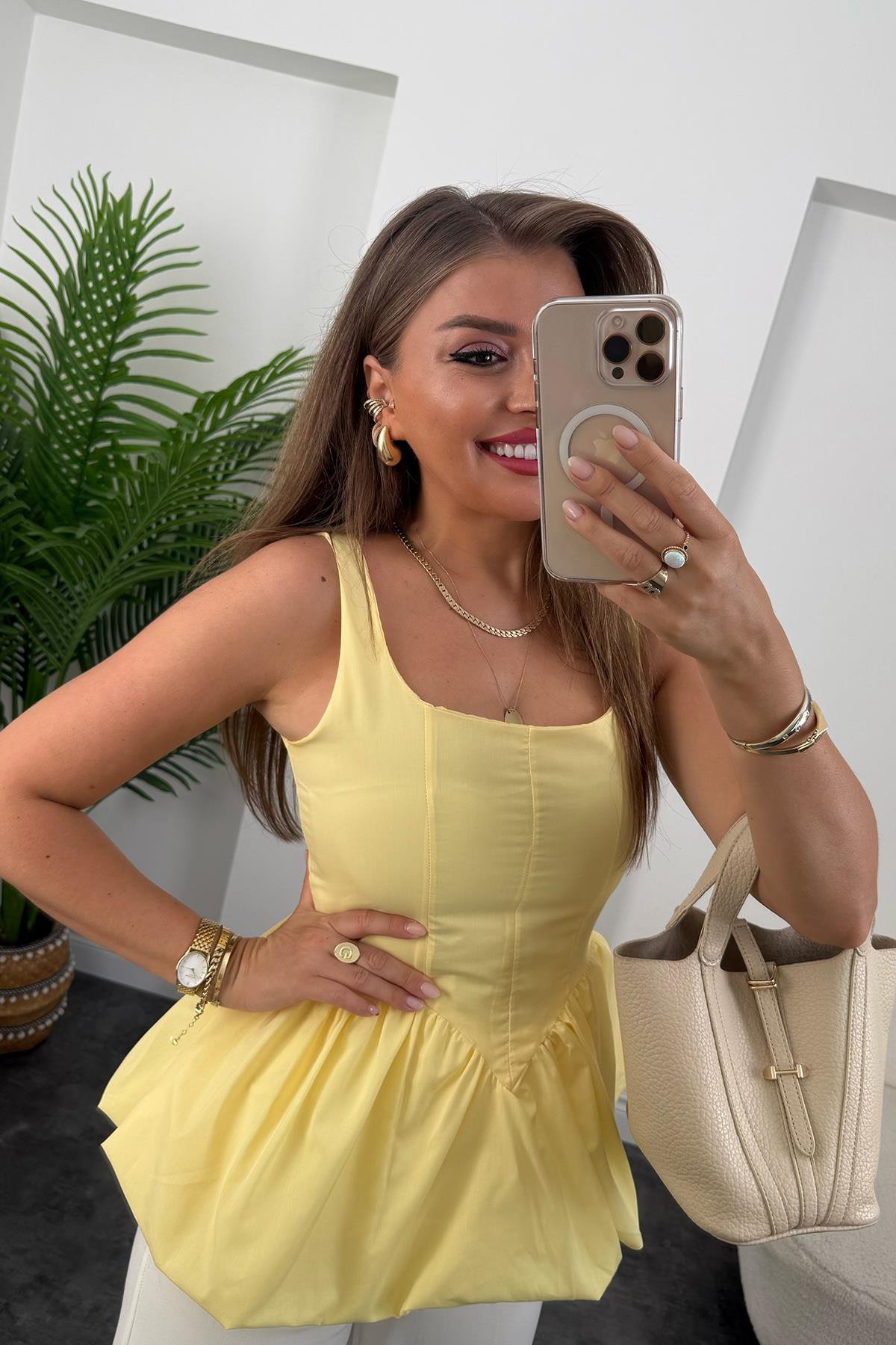 Pinterest Model Balon Etek Tasarım Bluz Sarı