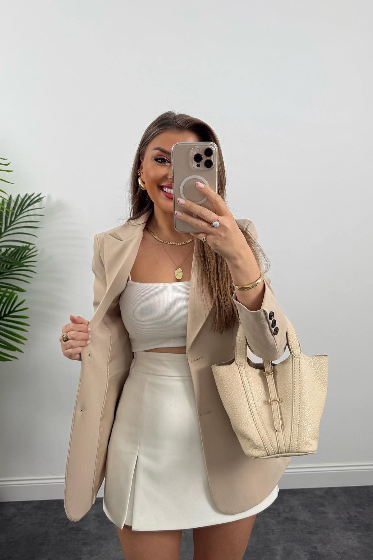 Premium Kalite Belden Oturtmalı Double Atlas Kumaş Ceket Taş