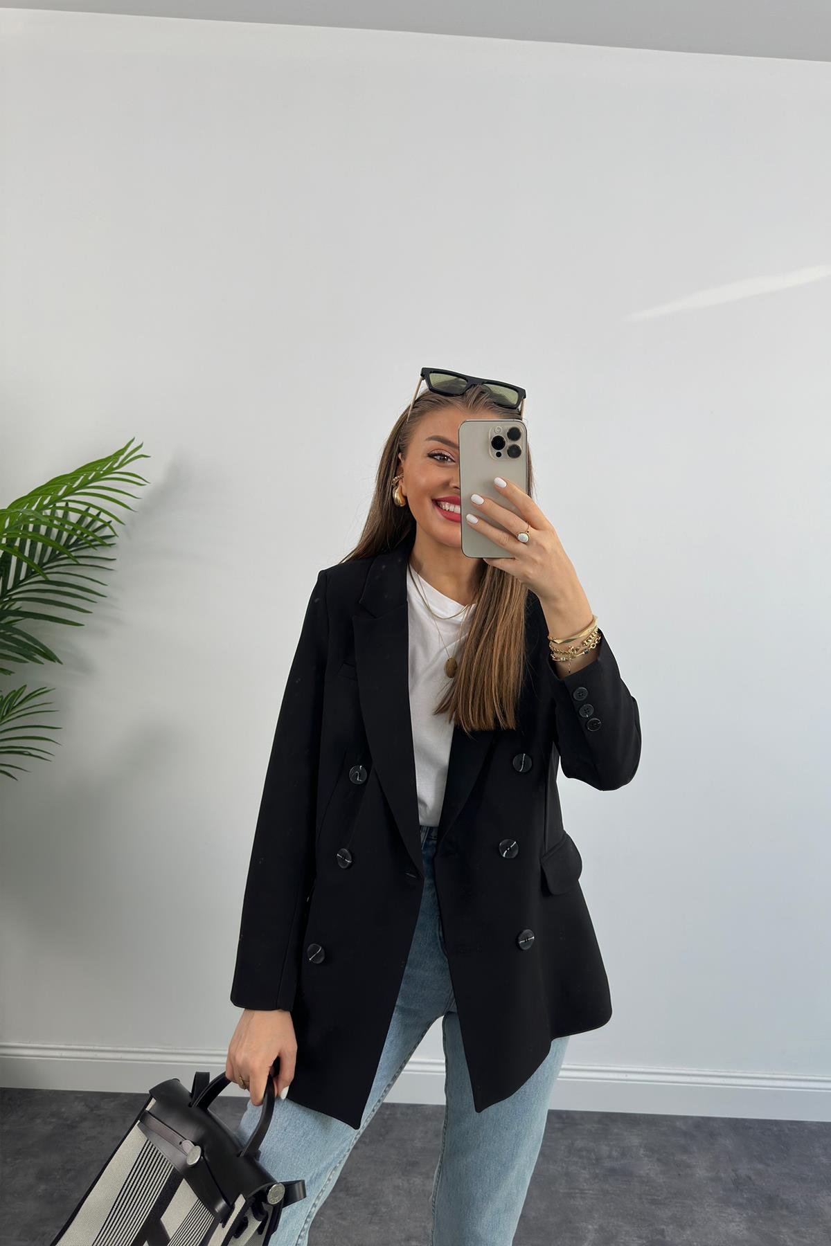 Premium Kalite Düğmeli Double Atlas Blazer