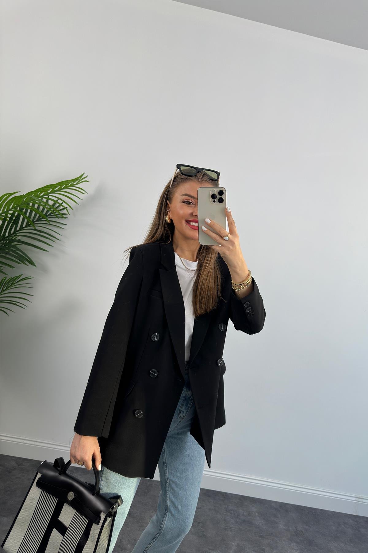 Premium Kalite Düğmeli Double Atlas Blazer