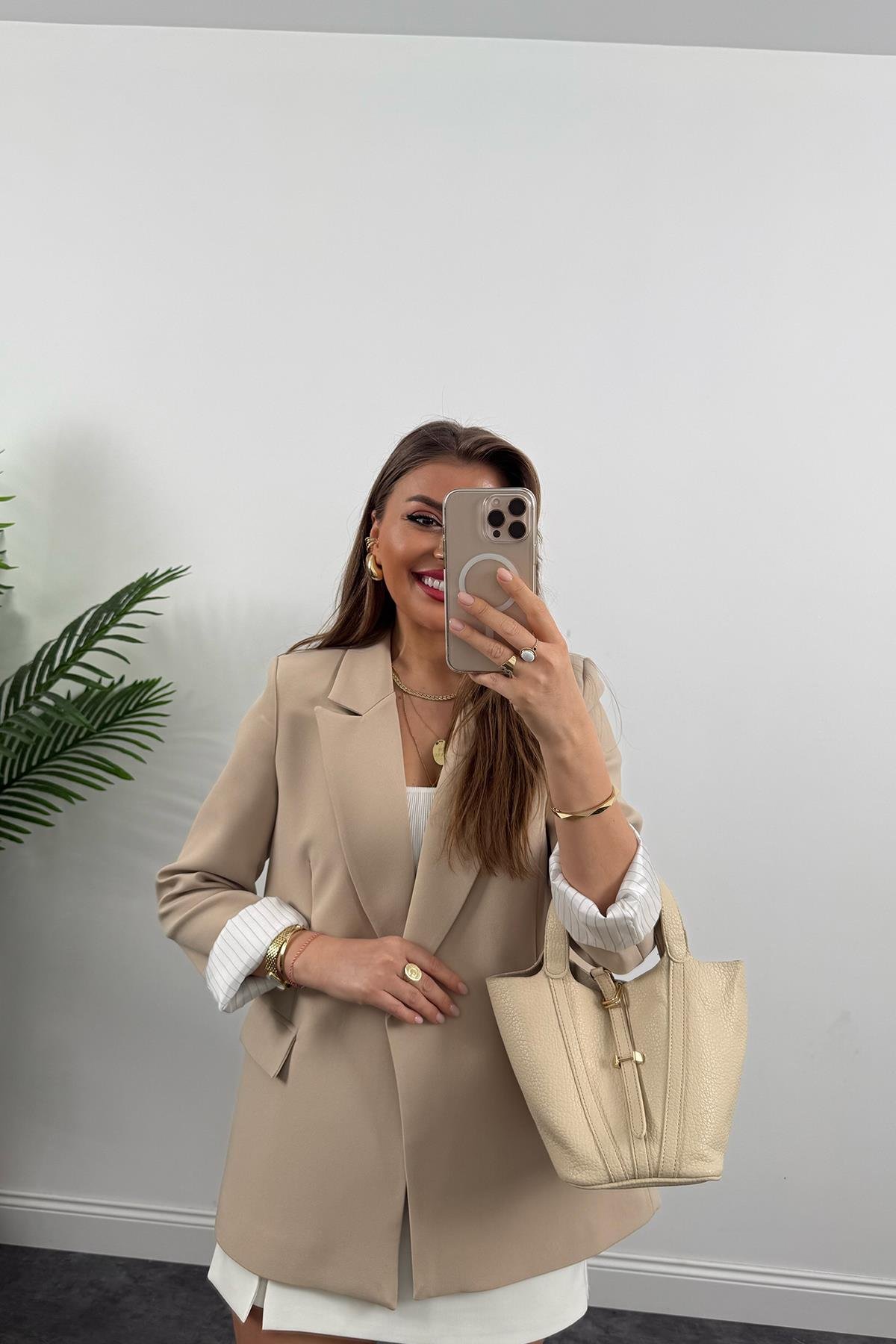 Premium Kalite Marin Astarlı Double Kumaş Blazer Ceket Taş 