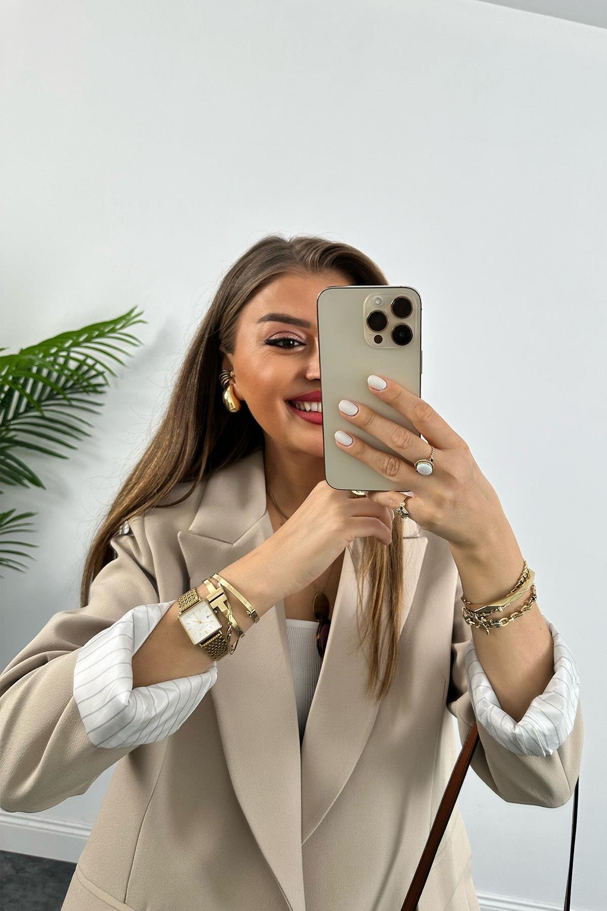 Premium Kalite Marin Astarlı Double Kumaş Blazer Ceket Taş