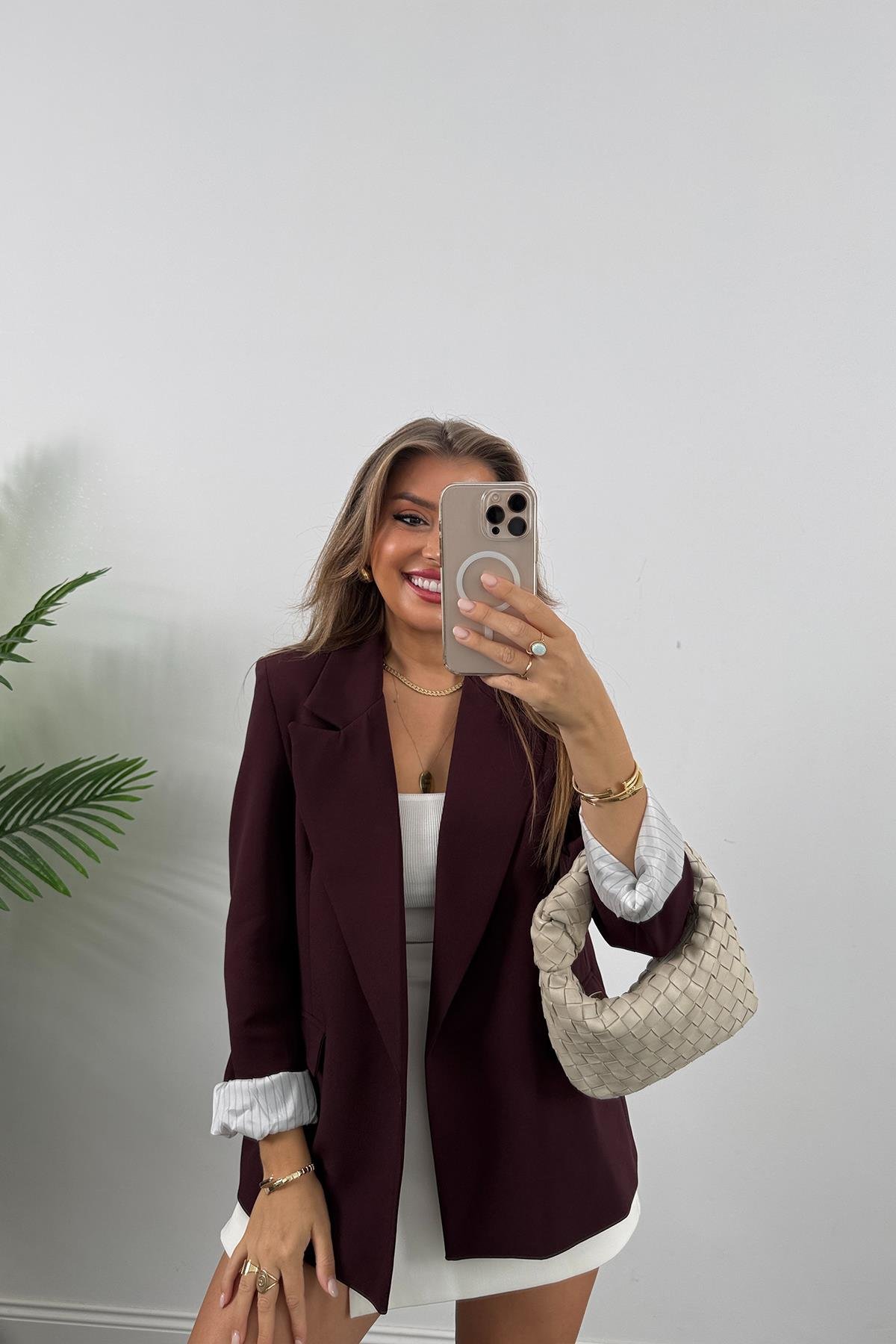 Premium Kalite Marin Astarlı Double Kumaş Blazer Ceket Mürdüm