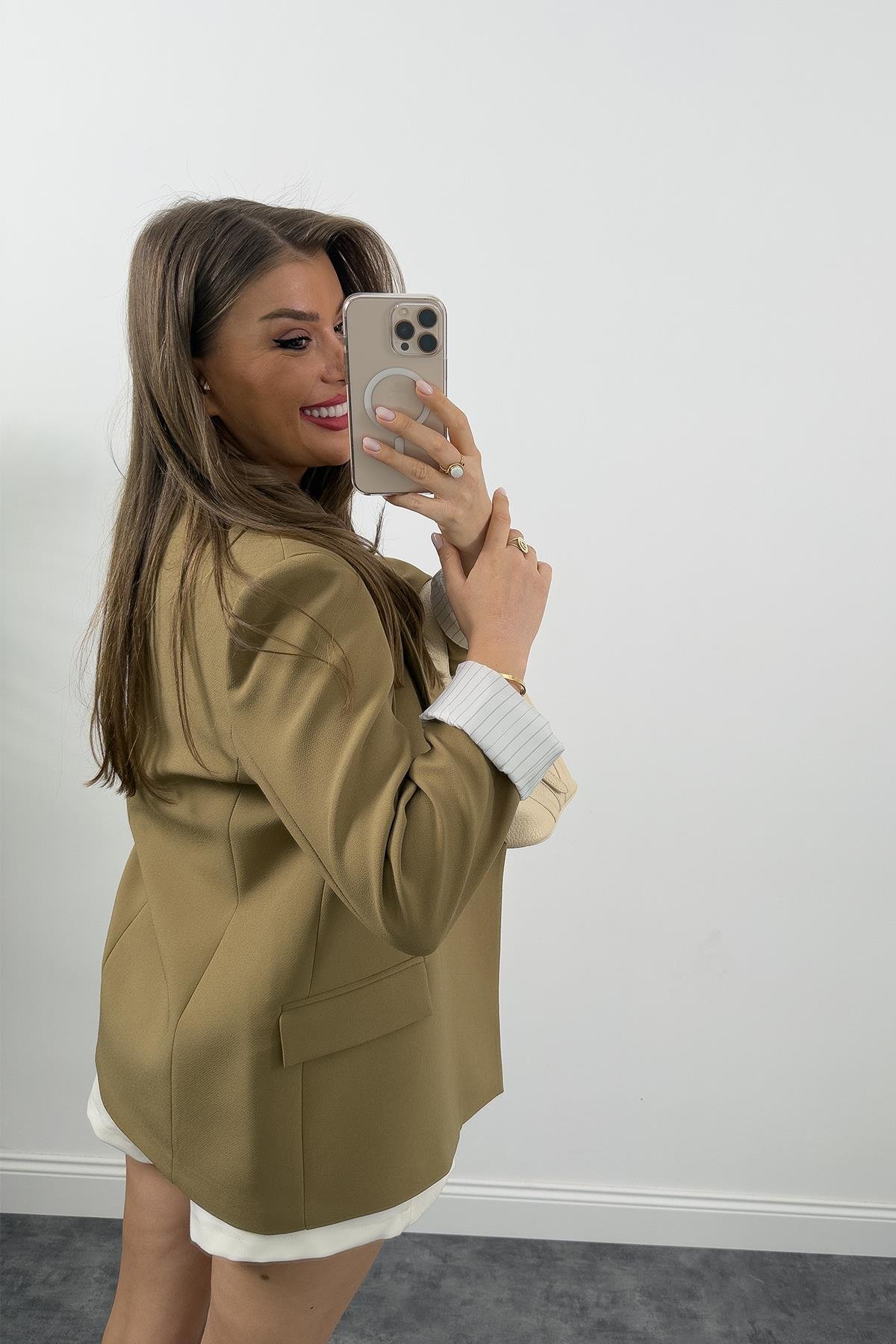 Premium Kalite Marin Astarlı Double Kumaş Blazer Ceket Olive  