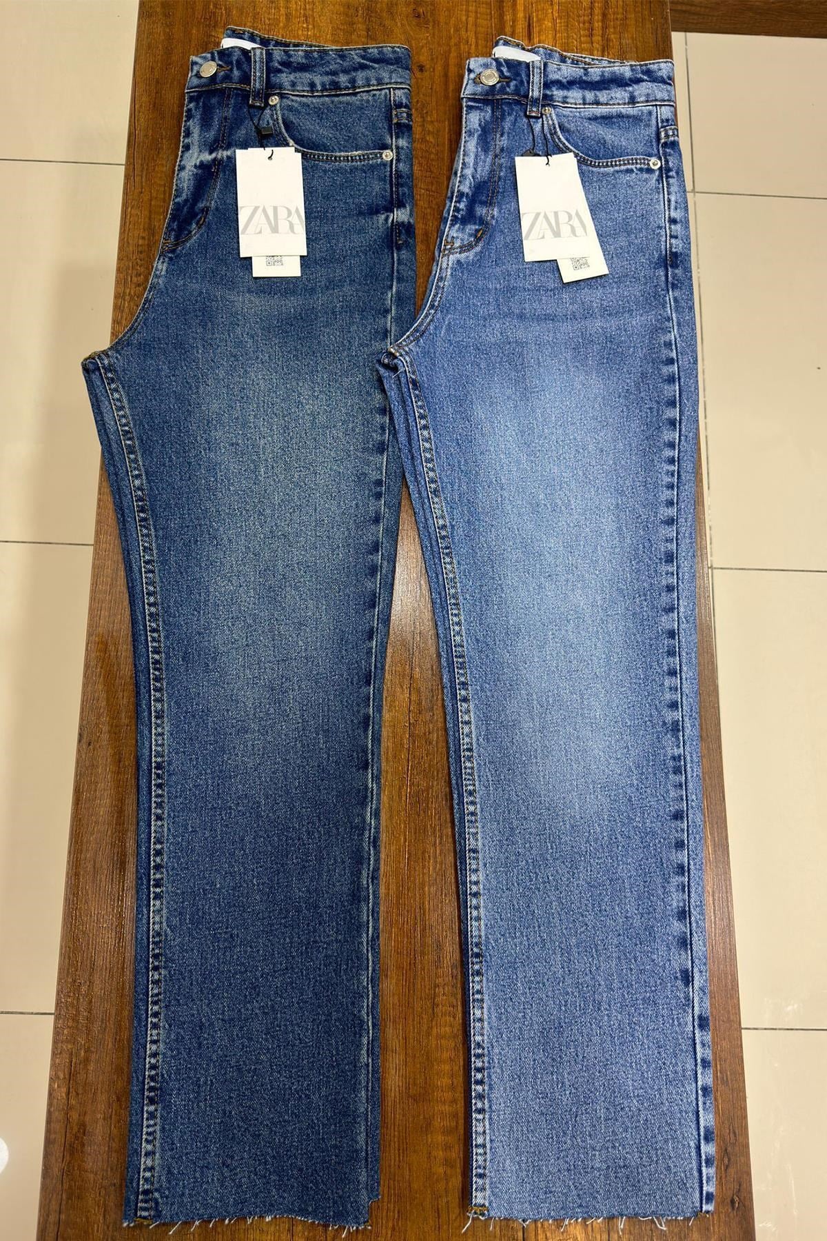 Premium Kalite Paçası Kesik Toparlayıcı Boyfit Jean Klasik Mavi