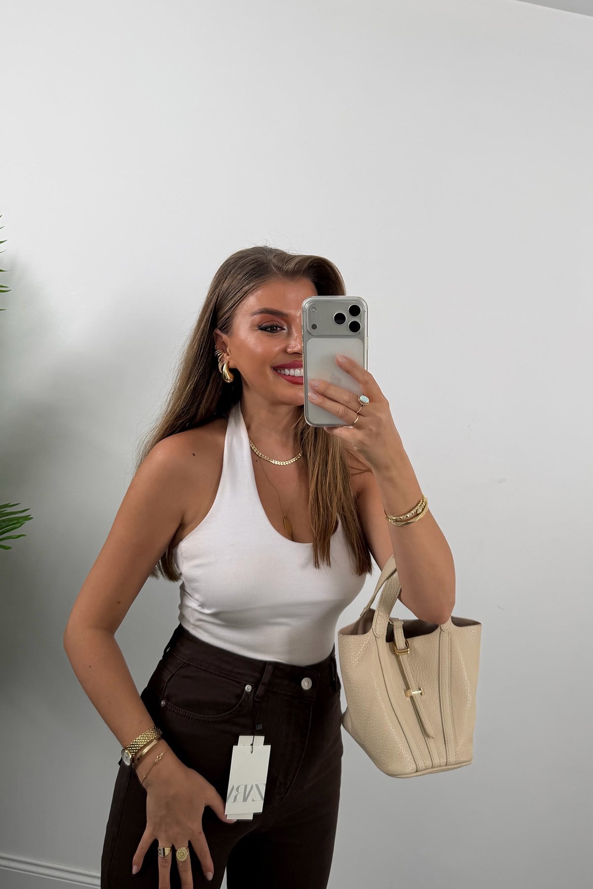 Premium Kalite Paçası Kesik Toparlayıcı Boyfit Jean Acı Kahve 