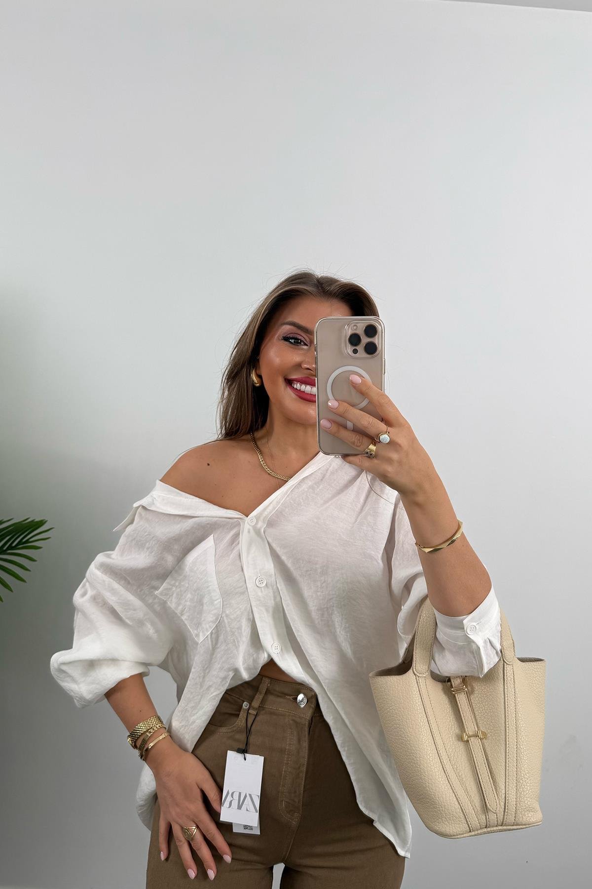 Premium Kalite Paçası Kesik Toparlayıcı Boyfit Jean Eskitme Açık Kahve