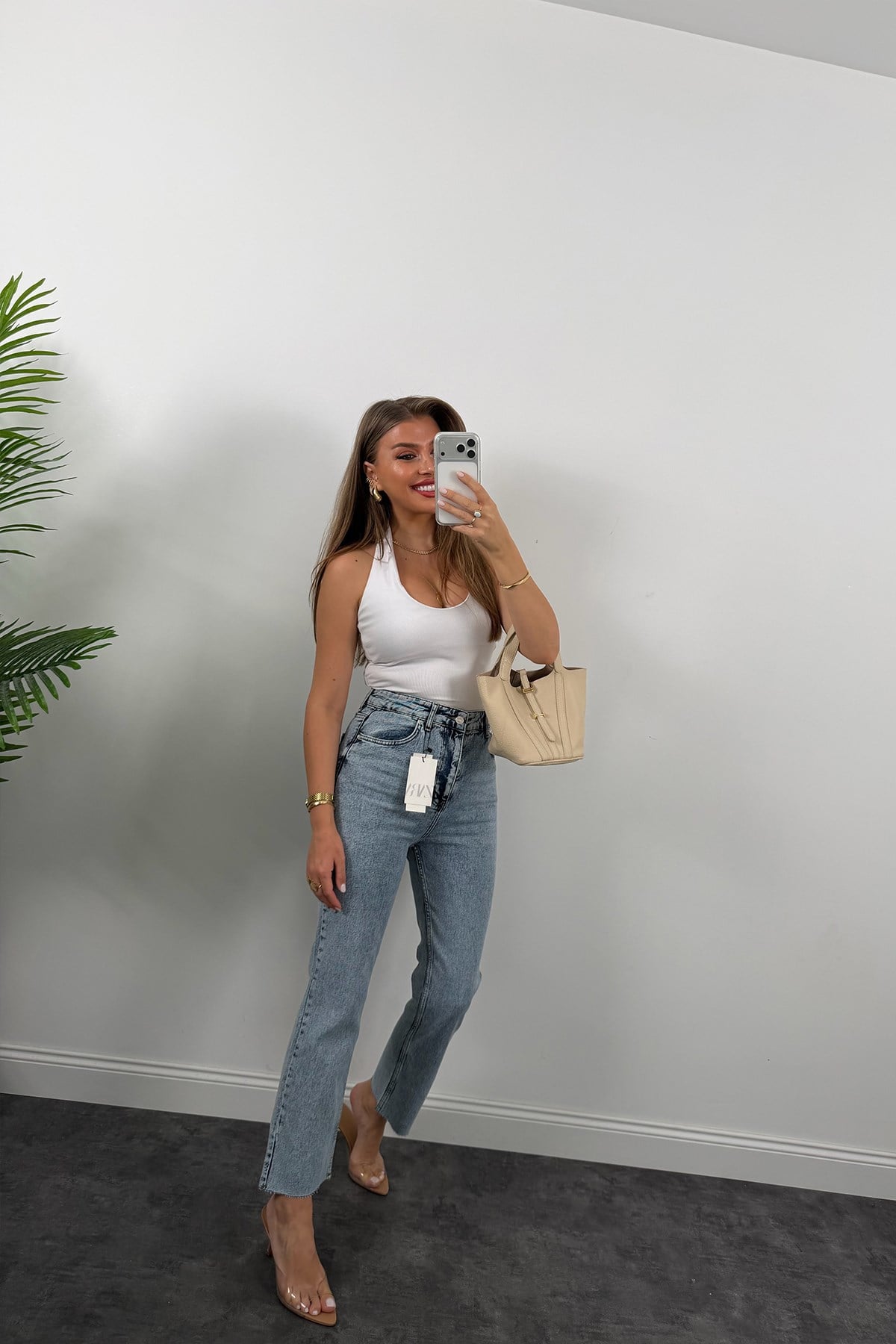 Premium Kalite Paçası Kesik Toparlayıcı Boyfit Jean 520 Mavi  1001