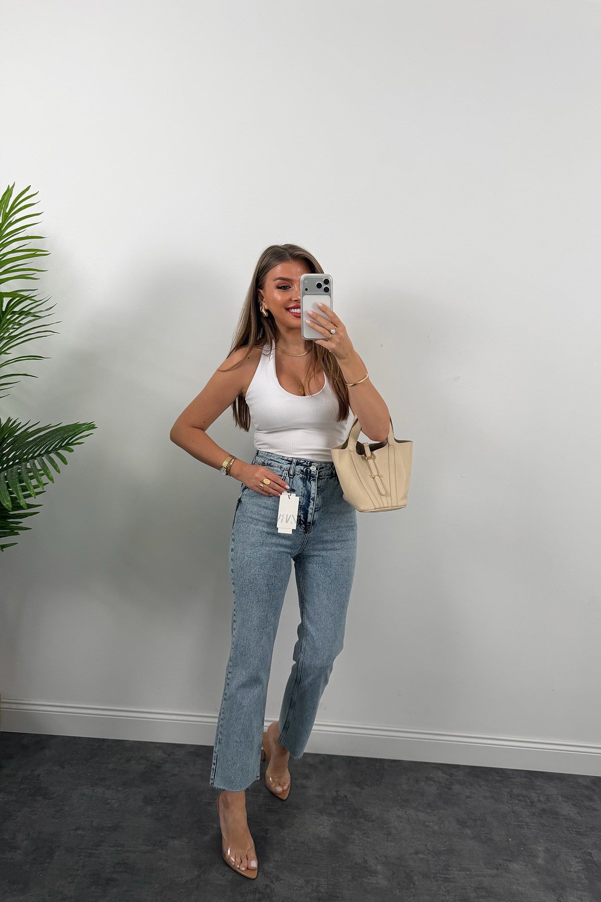 Premium Kalite Paçası Kesik Toparlayıcı Boyfit Jean 520 Mavi  1001