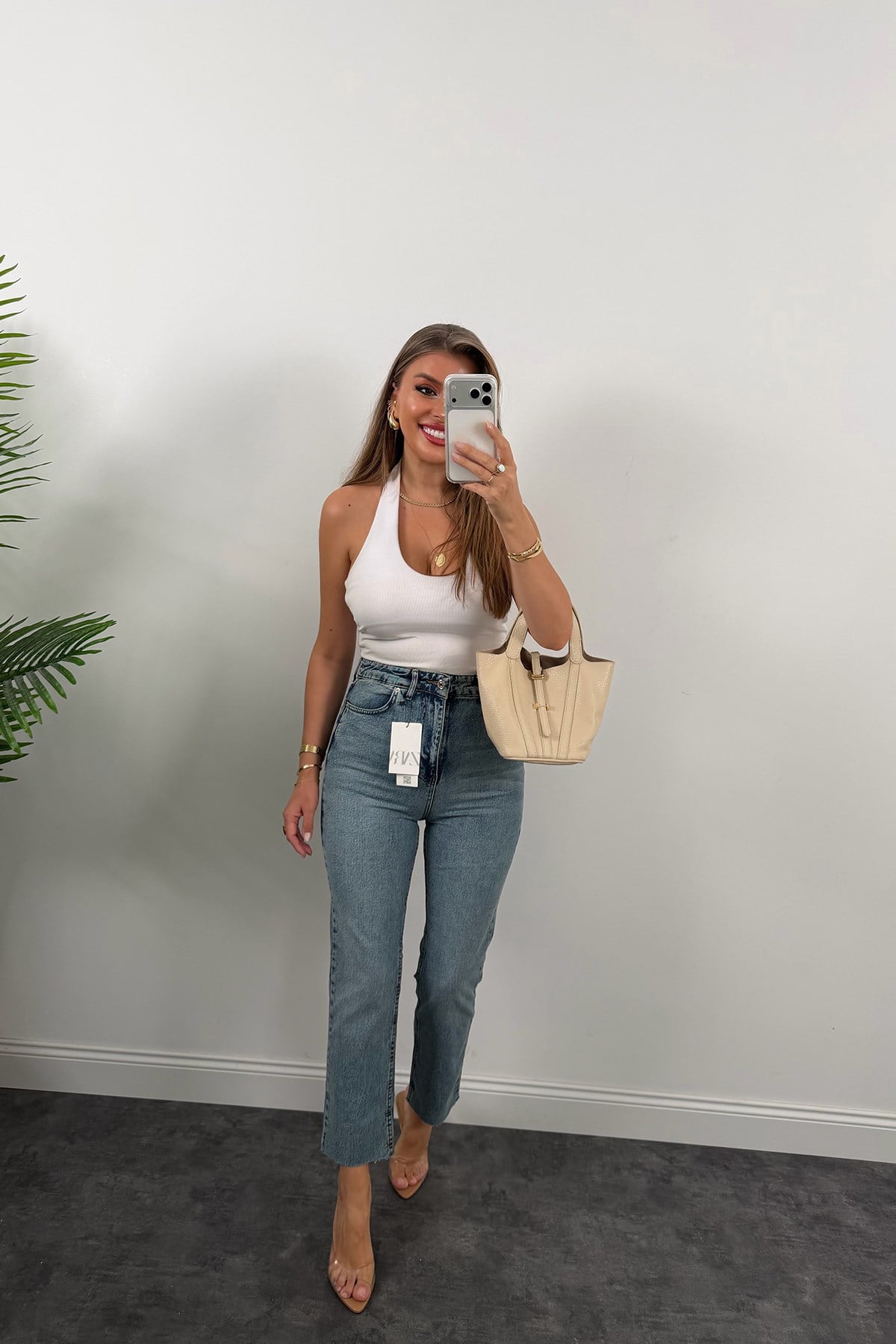 Premium Kalite Paçası Kesik Toparlayıcı Boyfit Jean Vintage Orta Mavi 1019