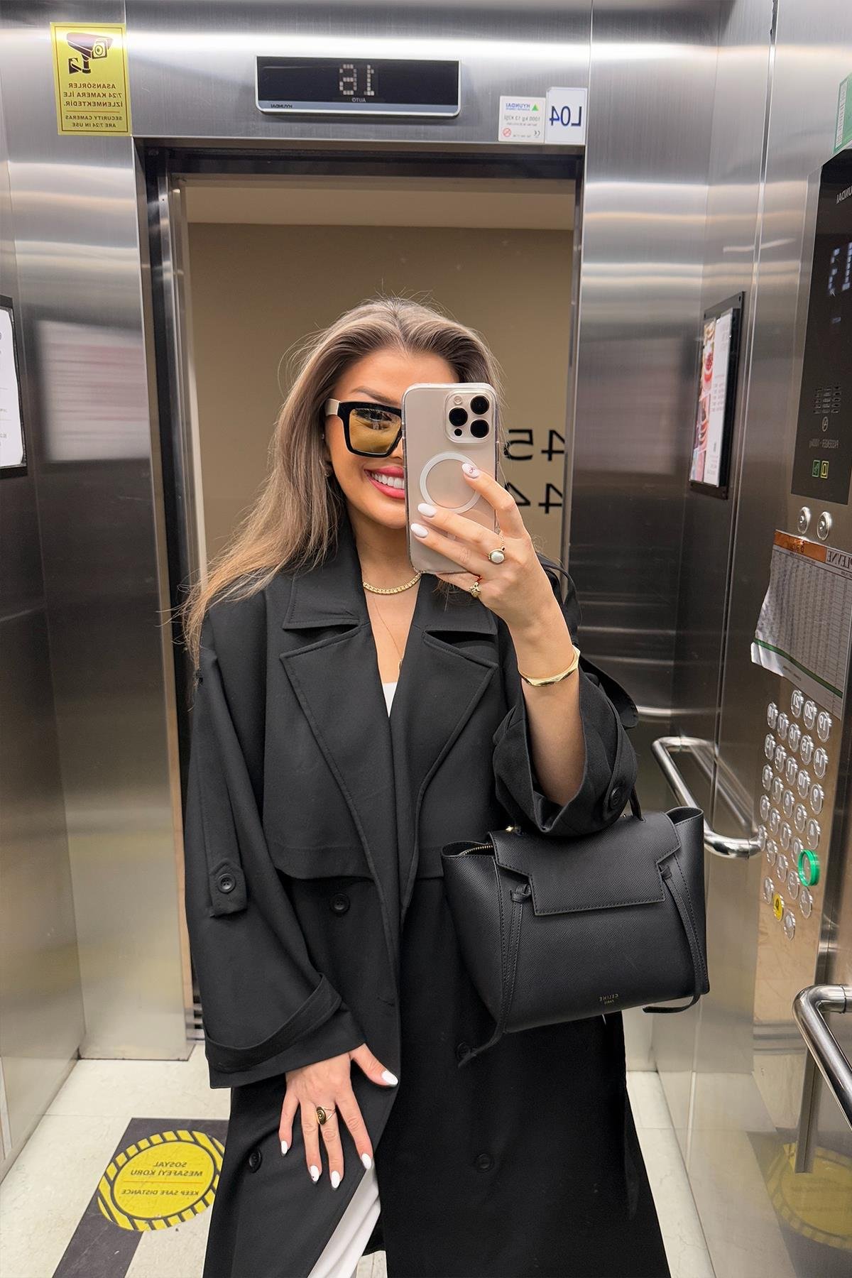 Premium Kalite Poliviskon Kumaş Astarlı Trençkot Siyah