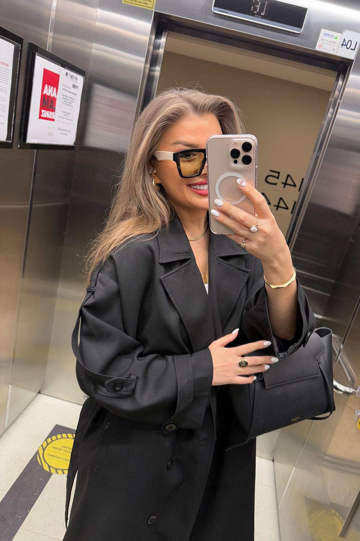 Premium Kalite Poliviskon Kumaş Astarlı Trençkot Siyah