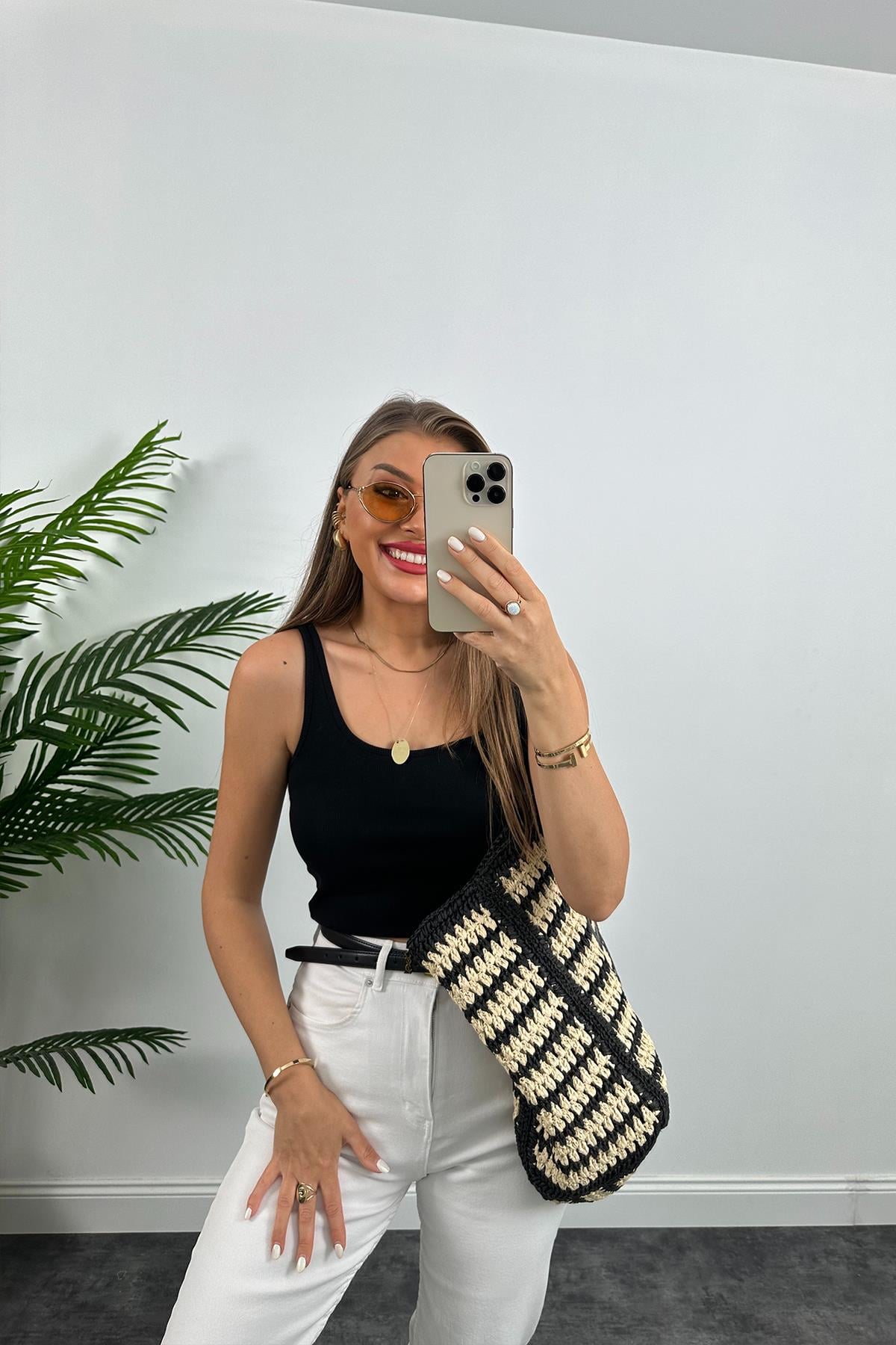 Premium Kalite Tam Pamuklu Likralı Straight Jean Beyaz