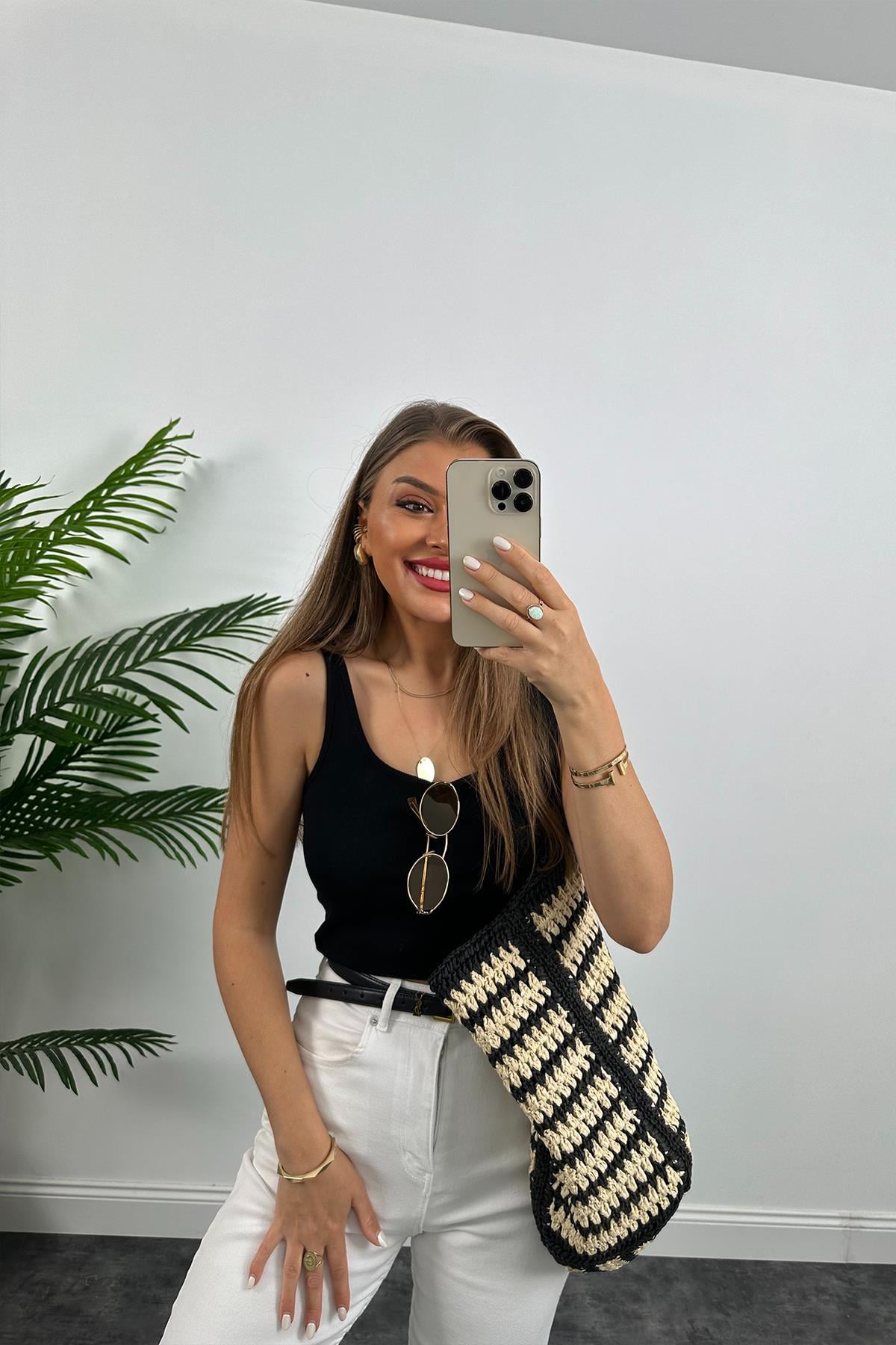 Premium Kalite Tam Pamuklu Likralı Straight Jean Beyaz