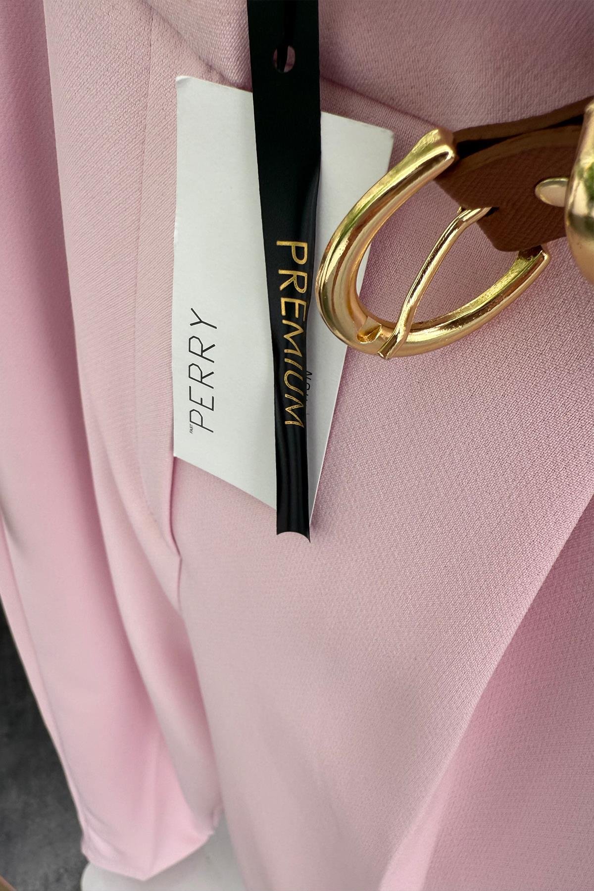 Premium Kalite Tok Kumaş Kemerli Havuç Pantolon Pamuk Şekeri