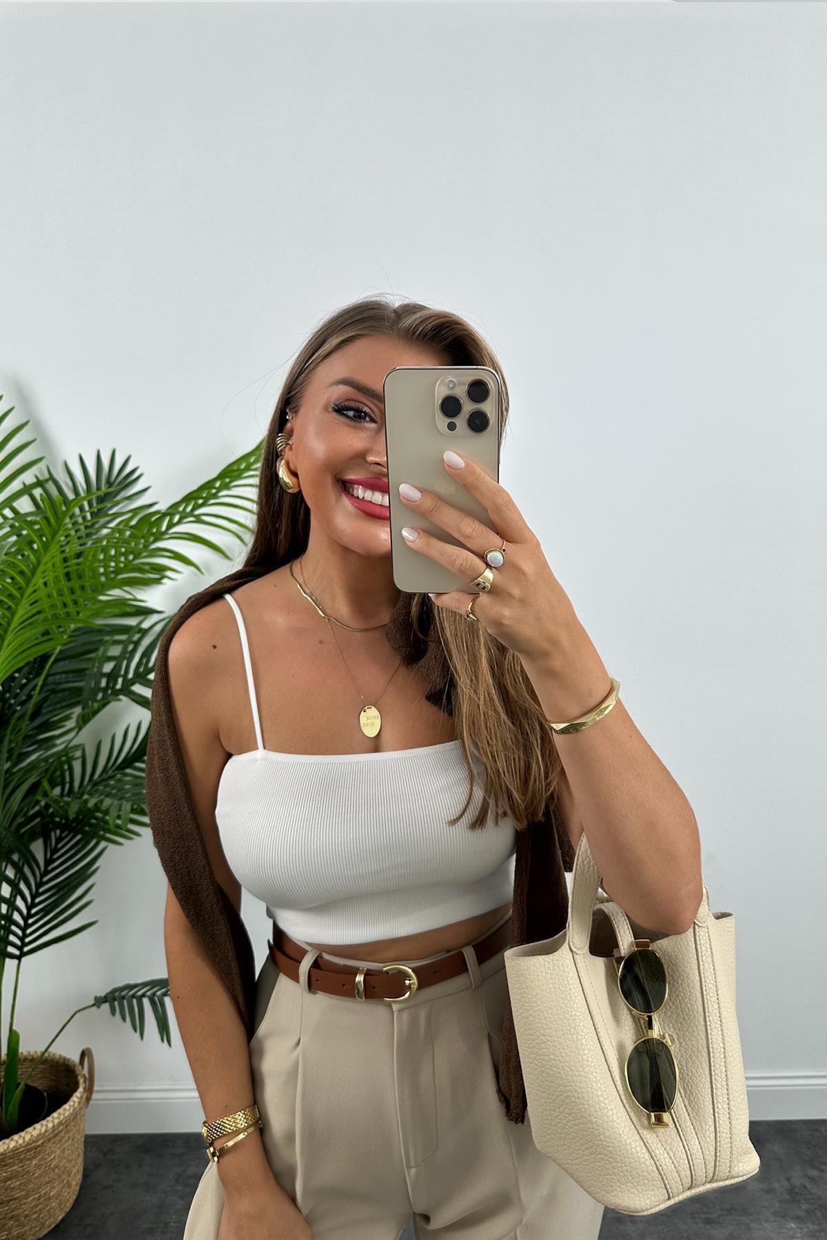 Premium Kalite Tok Kumaş Kemerli Havuç Pantolon Taş