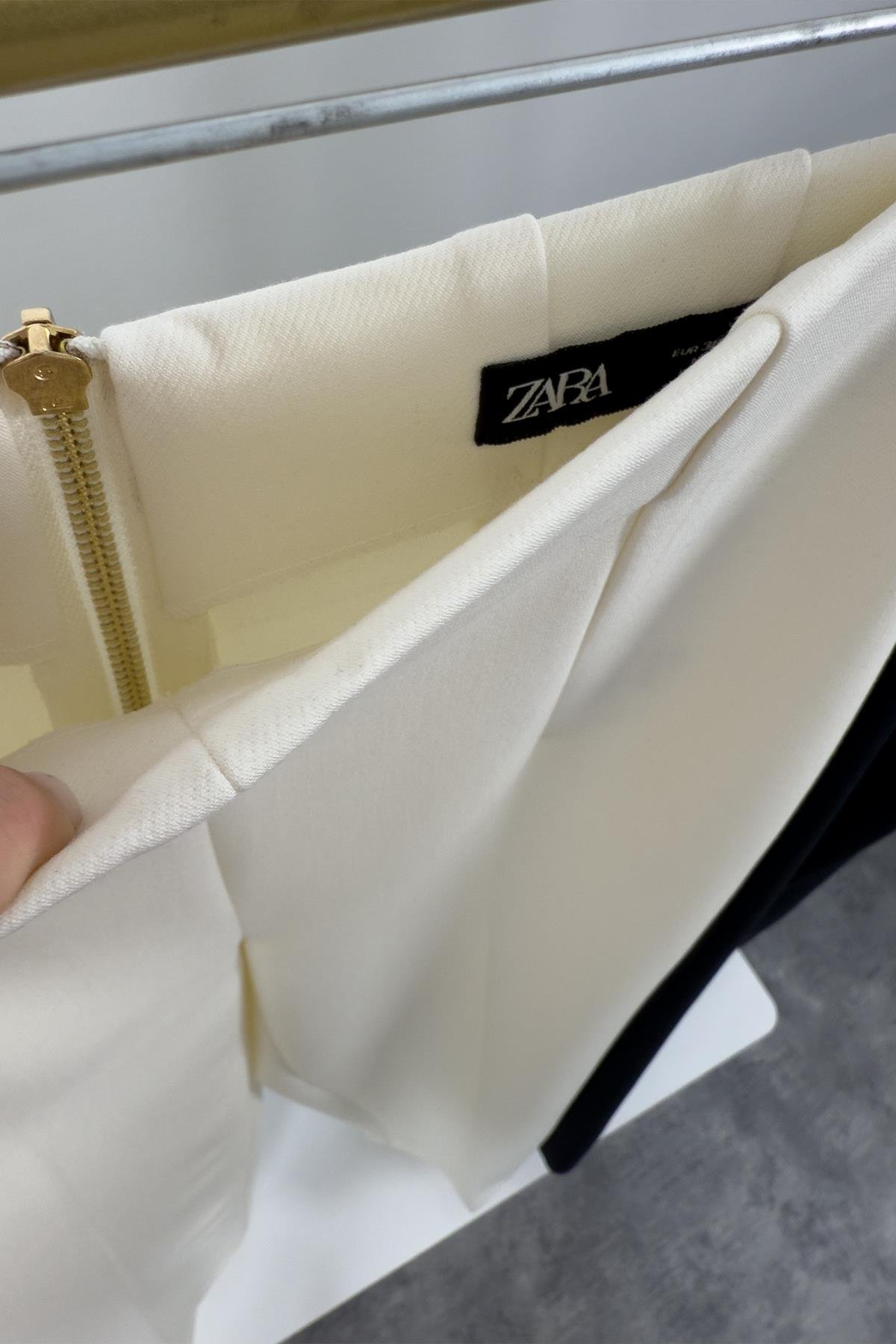 Premium Seri Arkası Gold Fermuarlı Double Kalın Kumaş Korsaj Palazzo Ekru