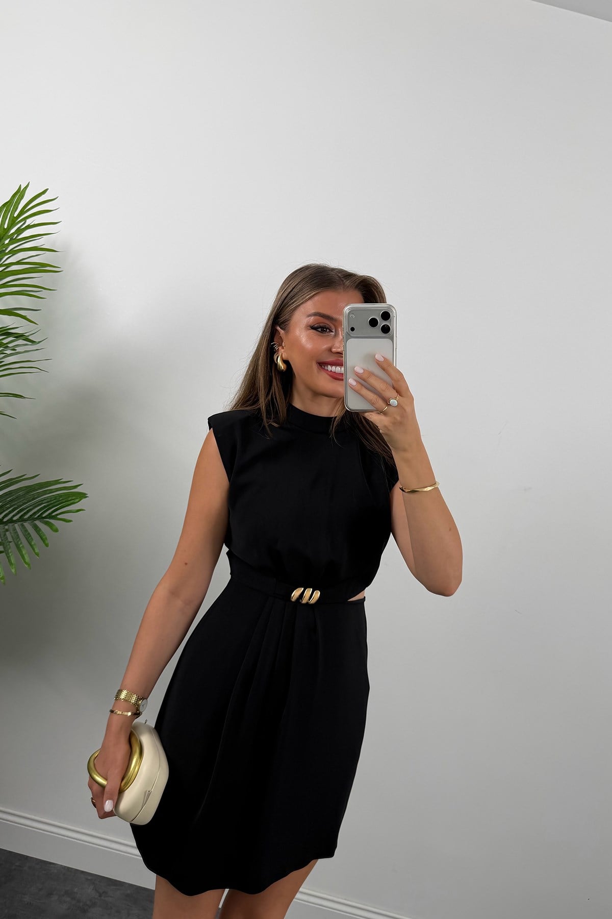 Premium Seri Bel Detaylı Vatkalı Elbise