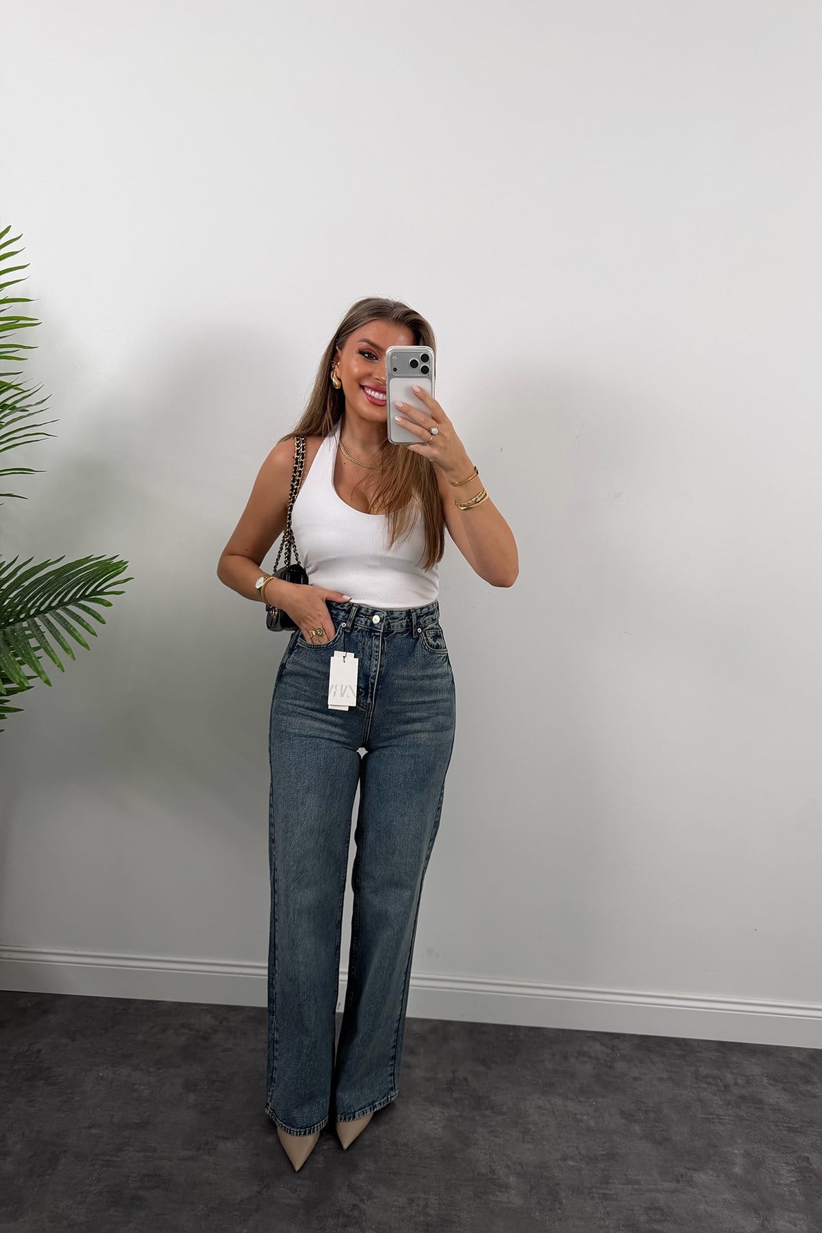 Premium Seri Bol Paça Yüksek Bel Jean 1019 Vintage Mavi