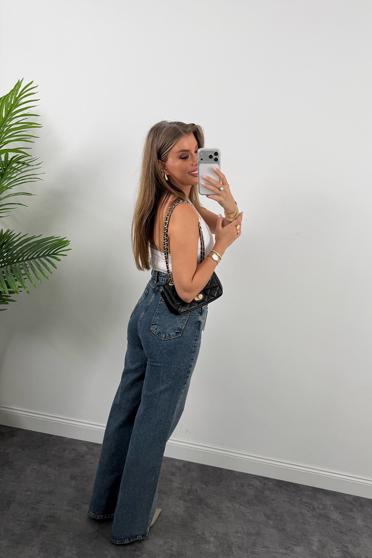 Premium Seri Bol Paça Yüksek Bel Jean 1019 Vintage Mavi