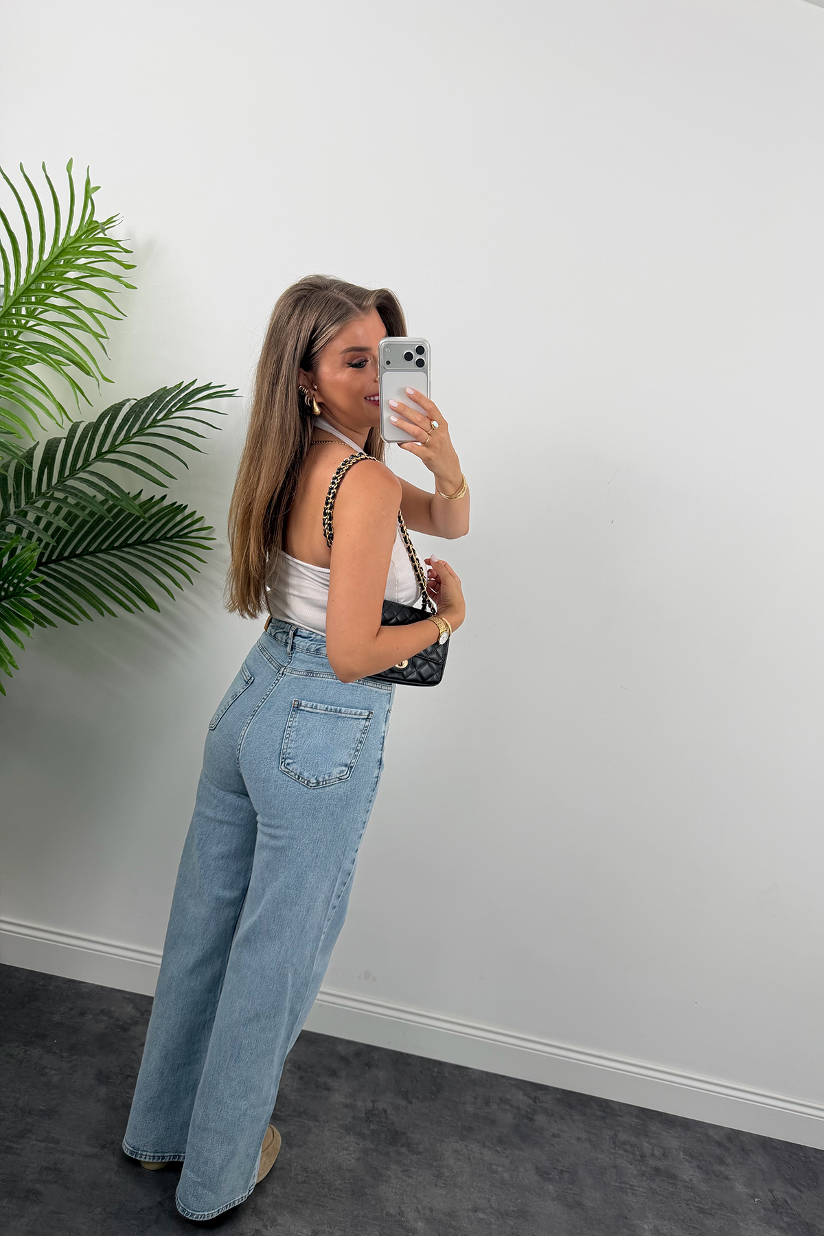 Premium Seri Bol Paça Yüksek Bel Jean Light Blue 1006