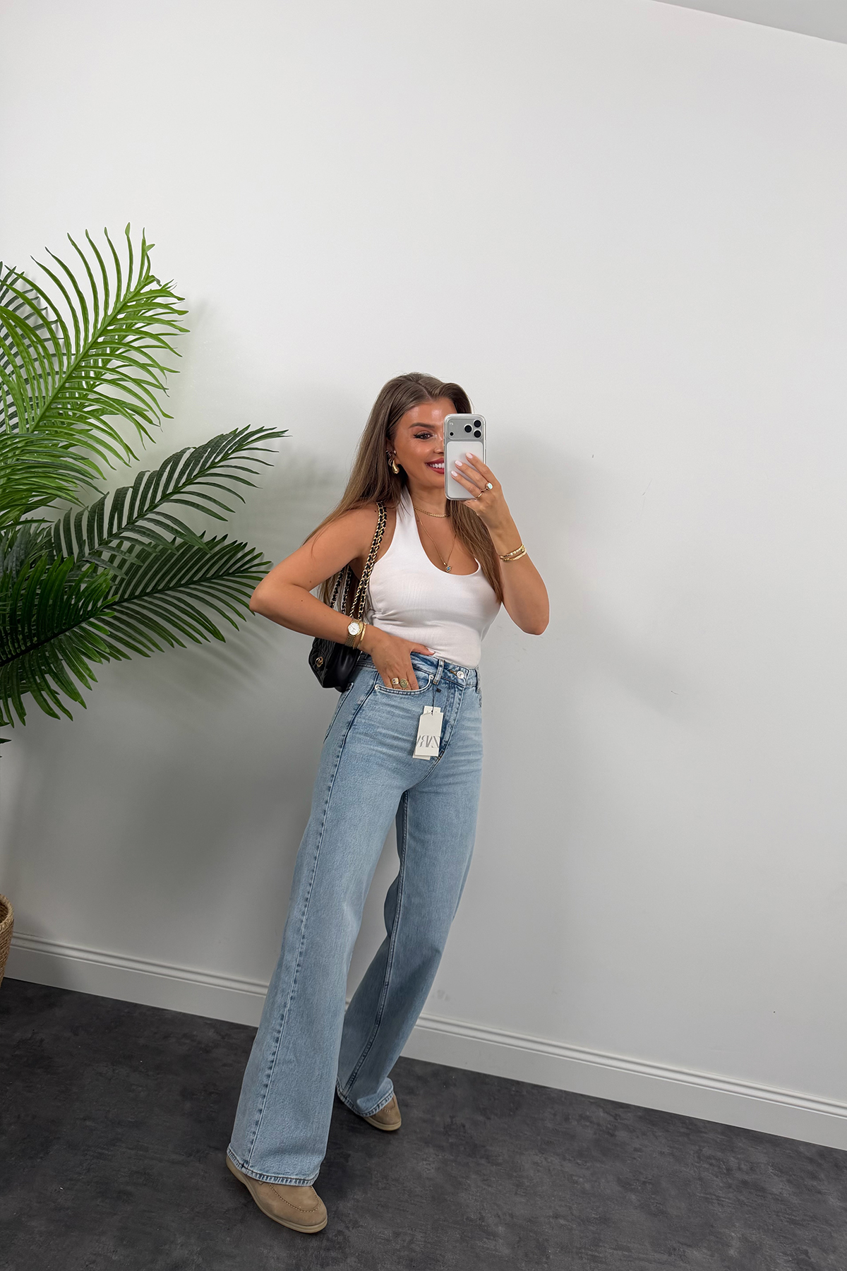Premium Seri Bol Paça Yüksek Bel Jean Light Blue 1006